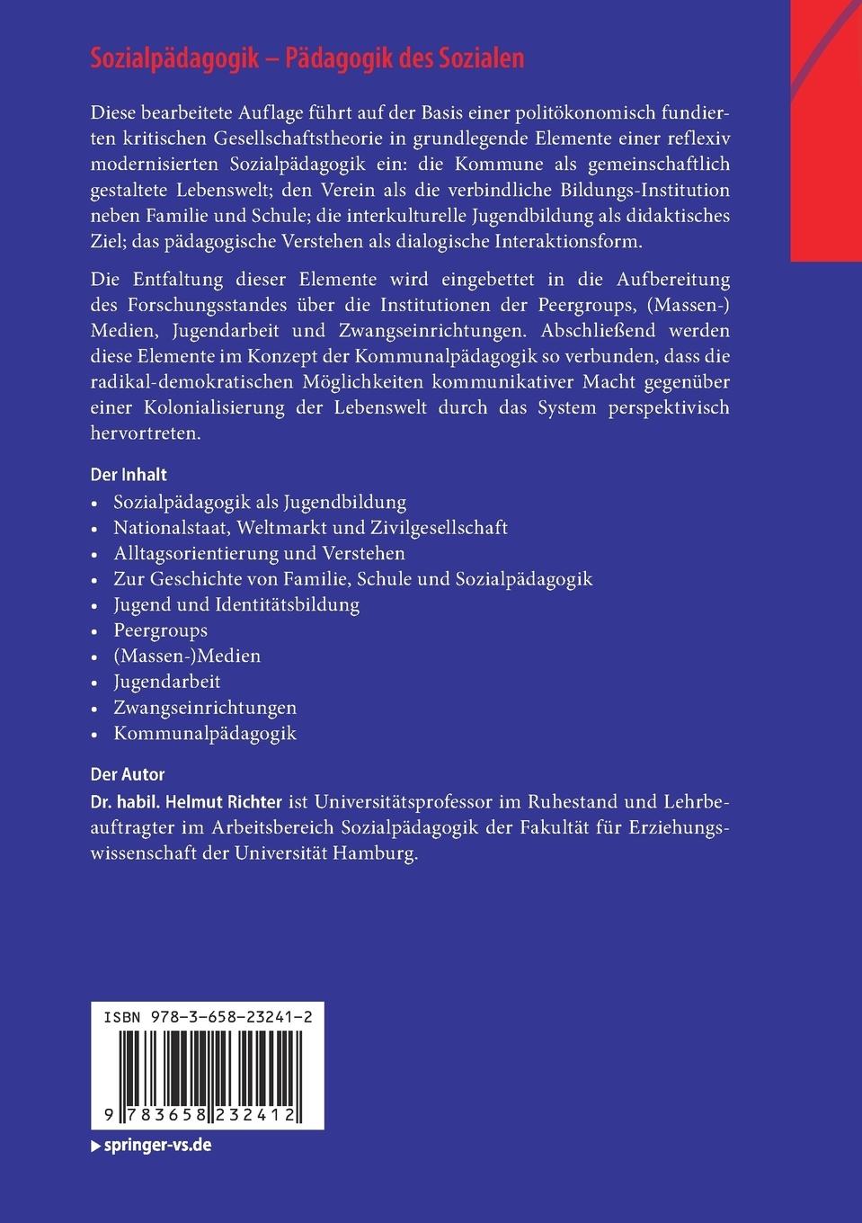 Rückseitencover Sozialpädagogik - Pädagogik des Sozialen