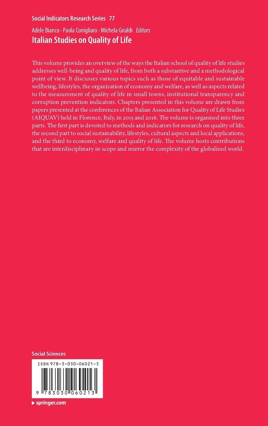 Rückseitencover Italian Studies on Quality of Life