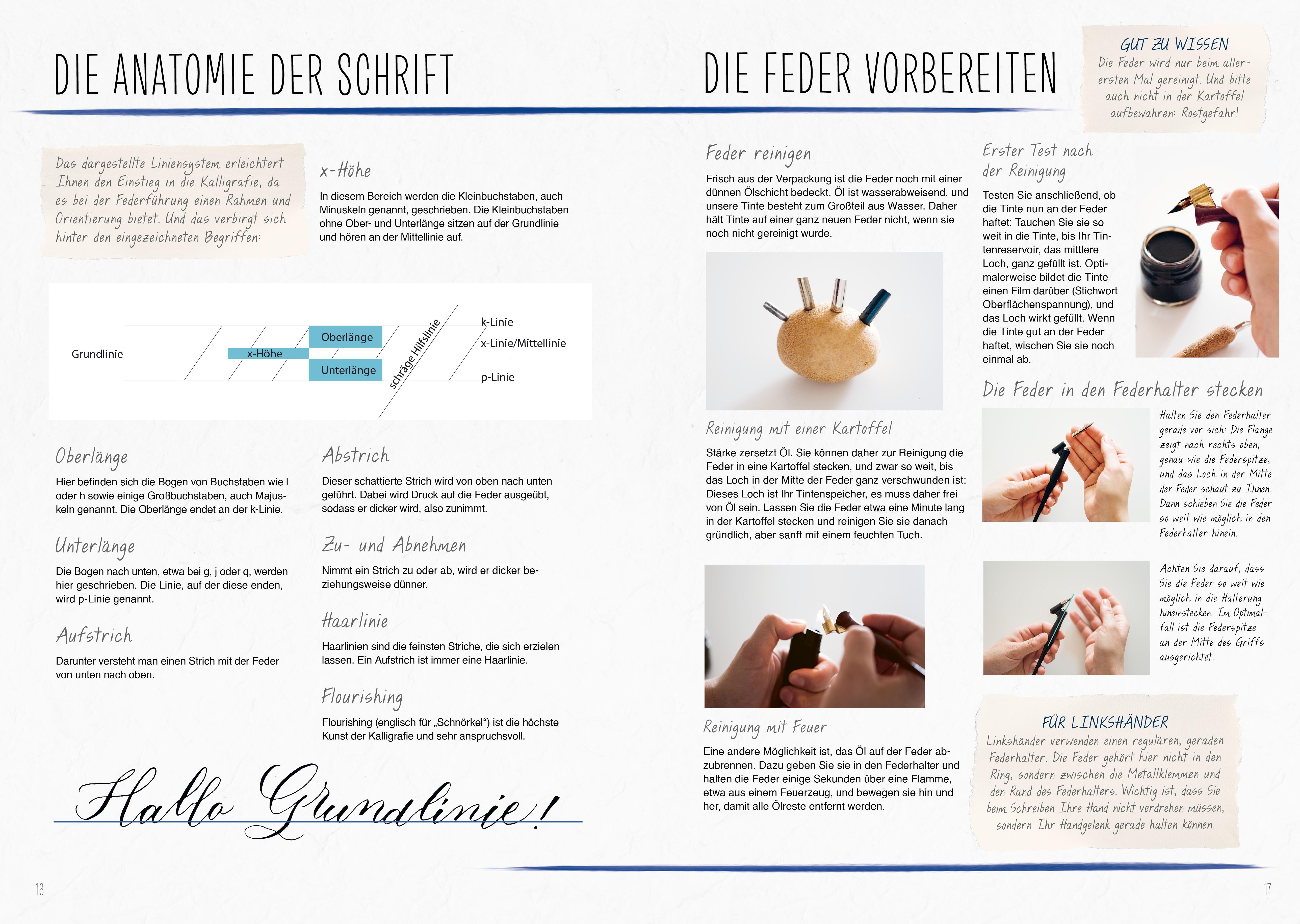 Beispielinhalt (Bild) Grundlagenwerkstatt: Grundlagen der Kalligrafie