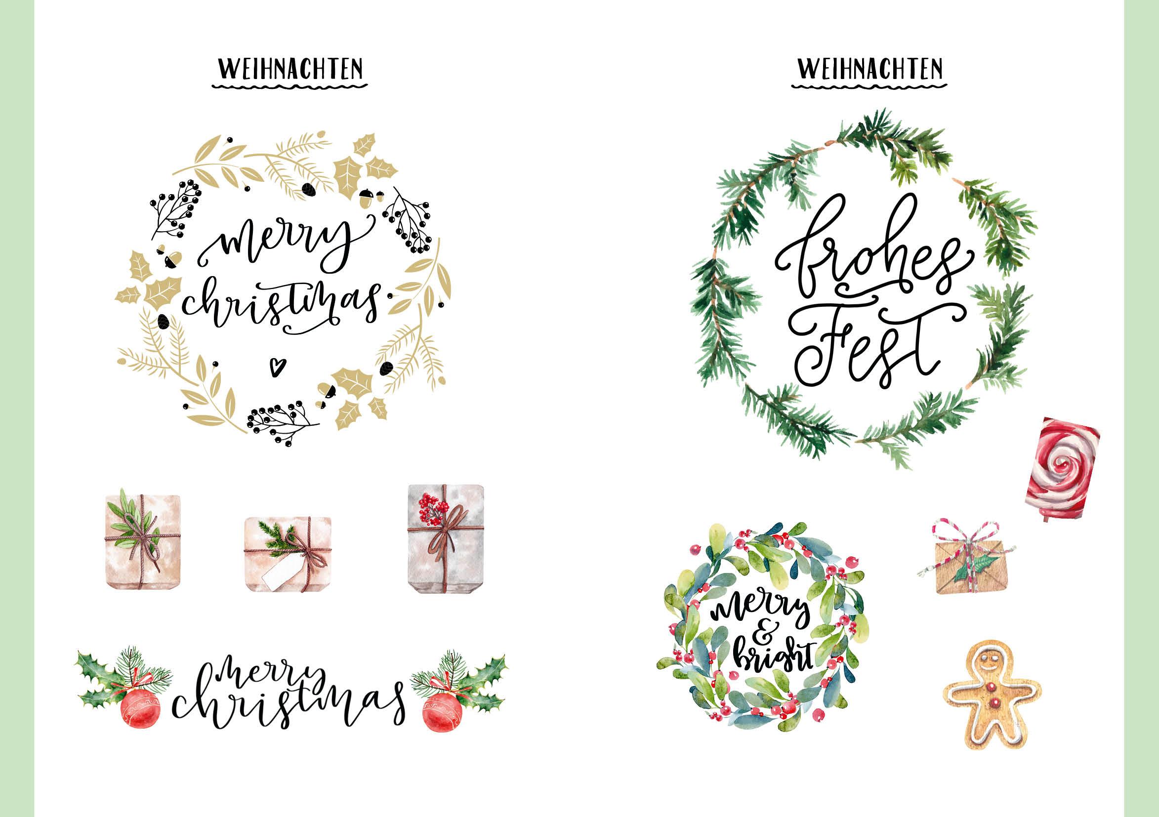 Beispielinhalt (Bild) Handlettering-Sticker - 200 Sprüche und Schmuckelemente