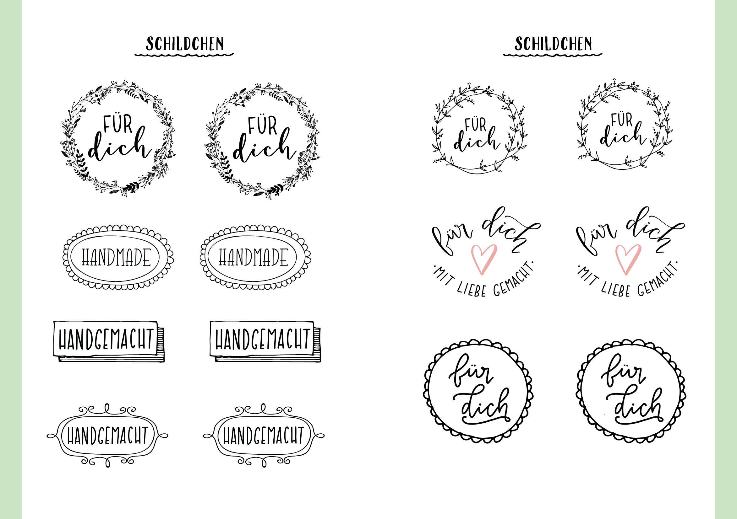 Beispielinhalt (Bild) Handlettering-Sticker - 200 Sprüche und Schmuckelemente