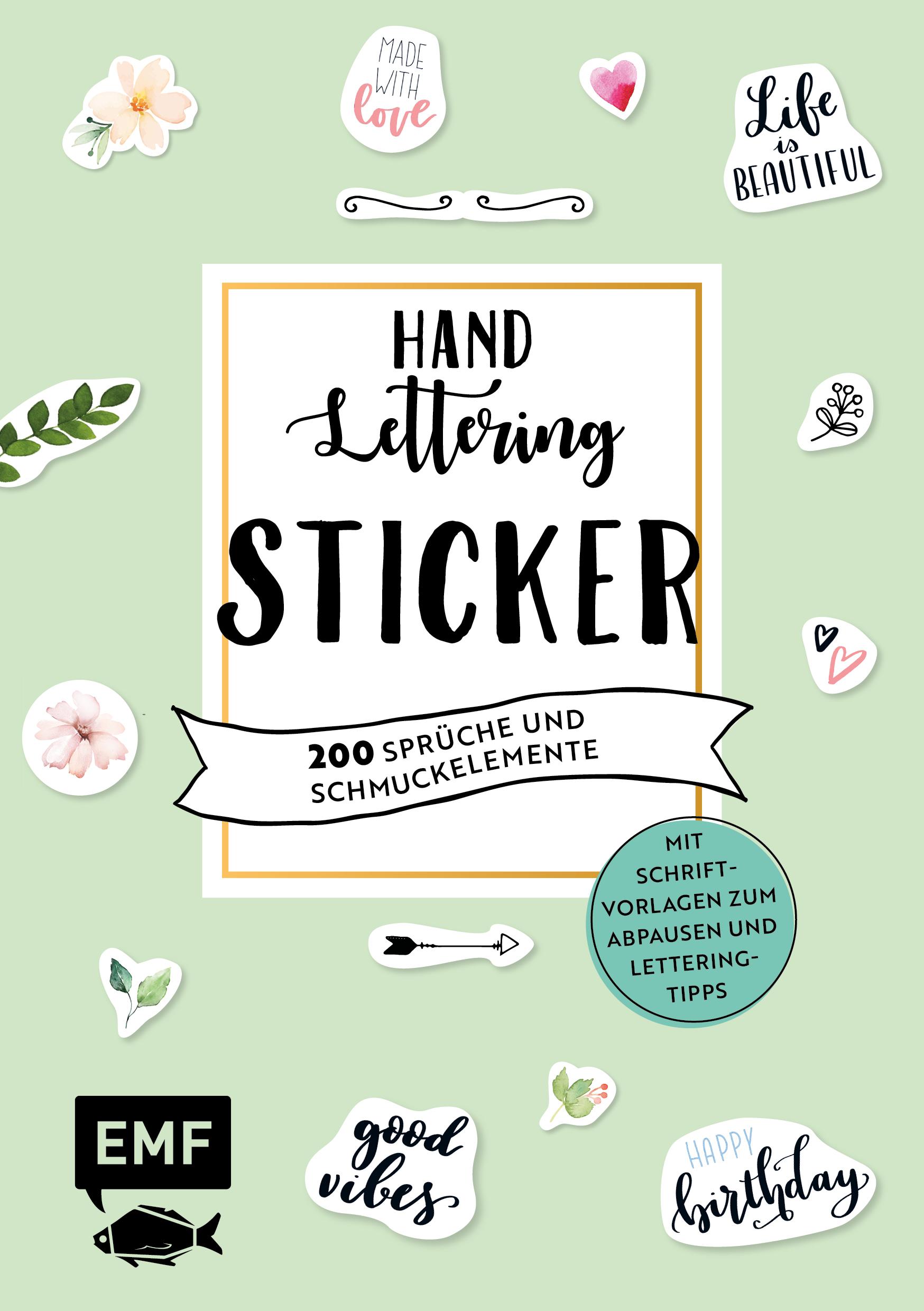 Vorderes Coverbild Handlettering-Sticker - 200 Sprüche und Schmuckelemente