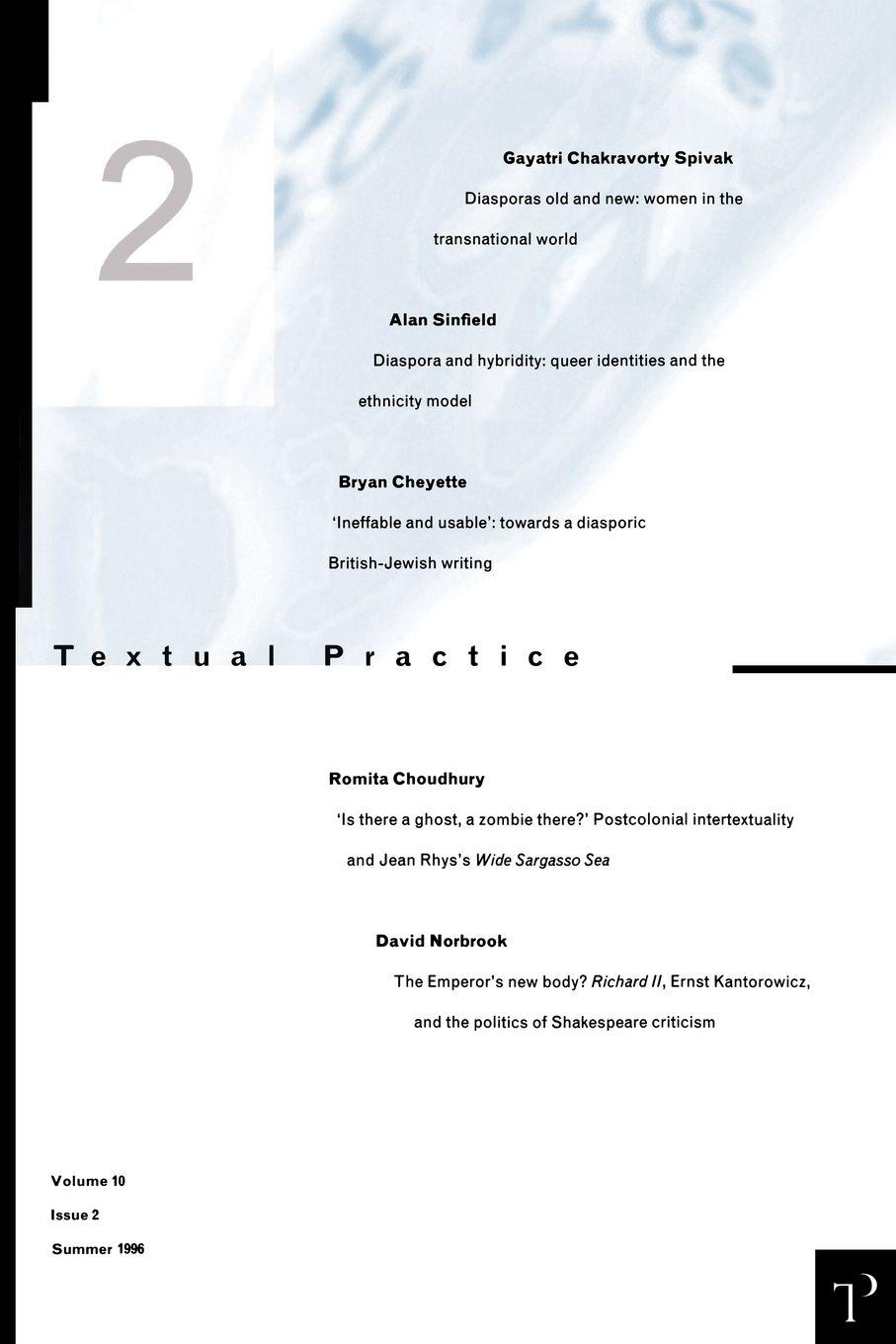 Vorderes Coverbild Textual Practice V10 Issue 2