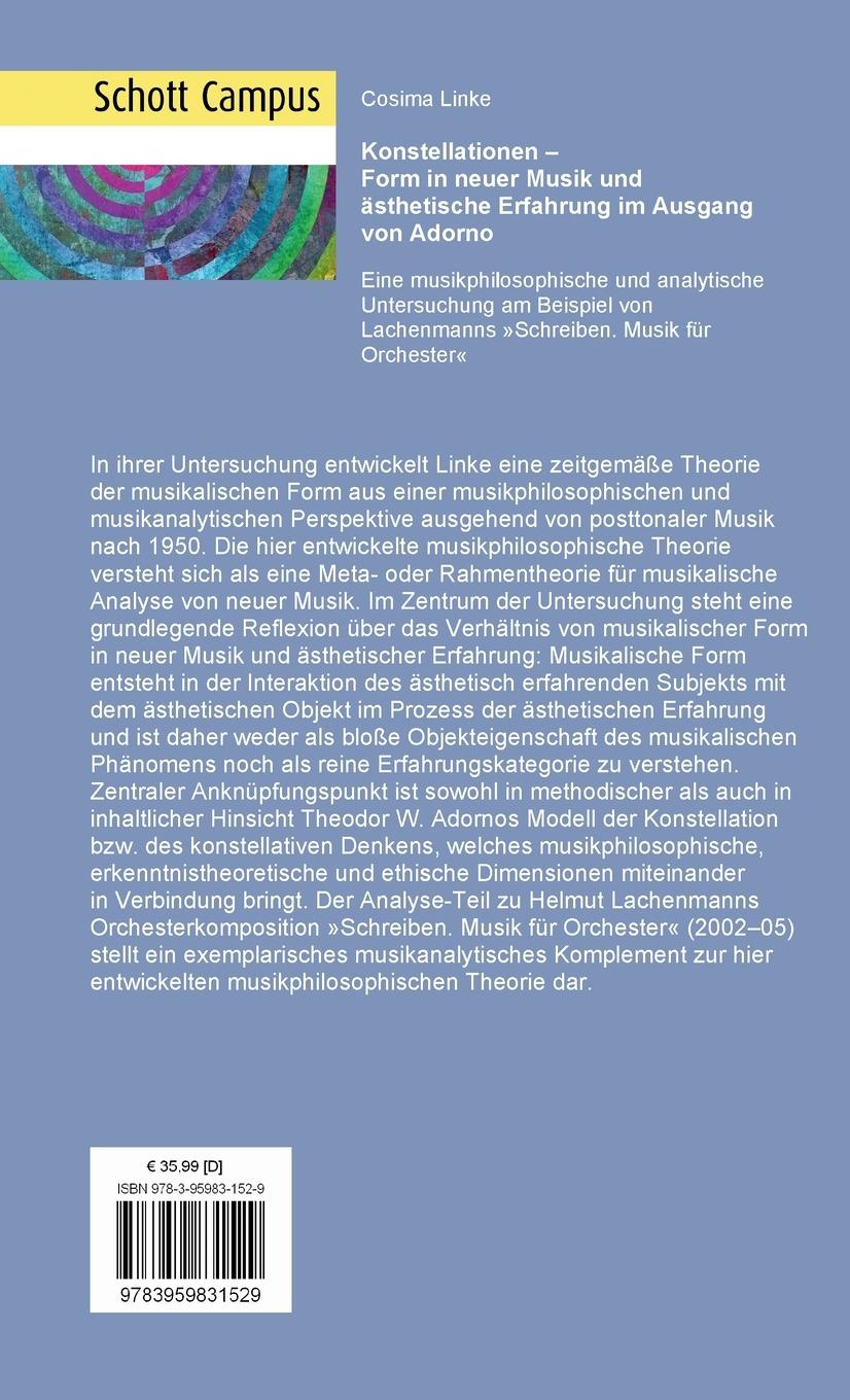 Rückseitencover Konstellationen - Form in neuer Musik und ästhetische Erfahrung im Ausgang von Adorno