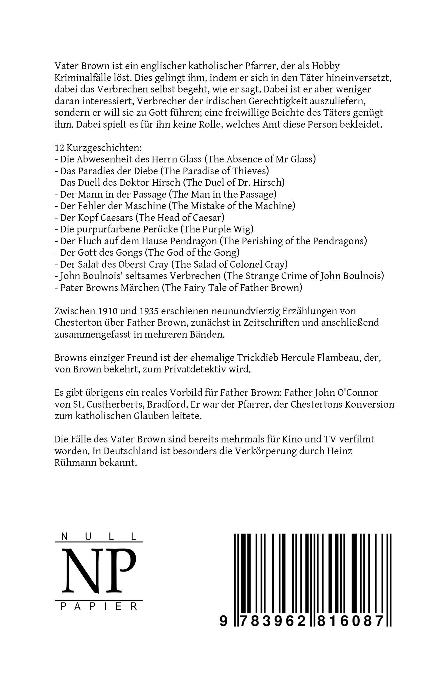 Rückseitencover Pater Brown - Das Paradies der Diebe