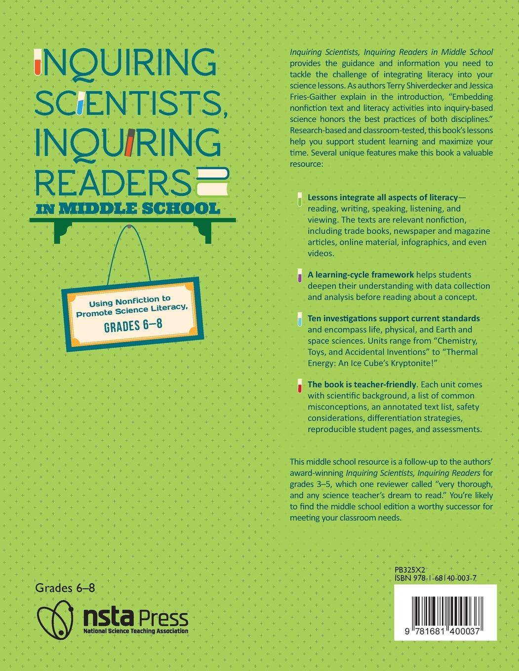 Rückseitencover Inquiring Scientists, Inquiring Readers in Middle School