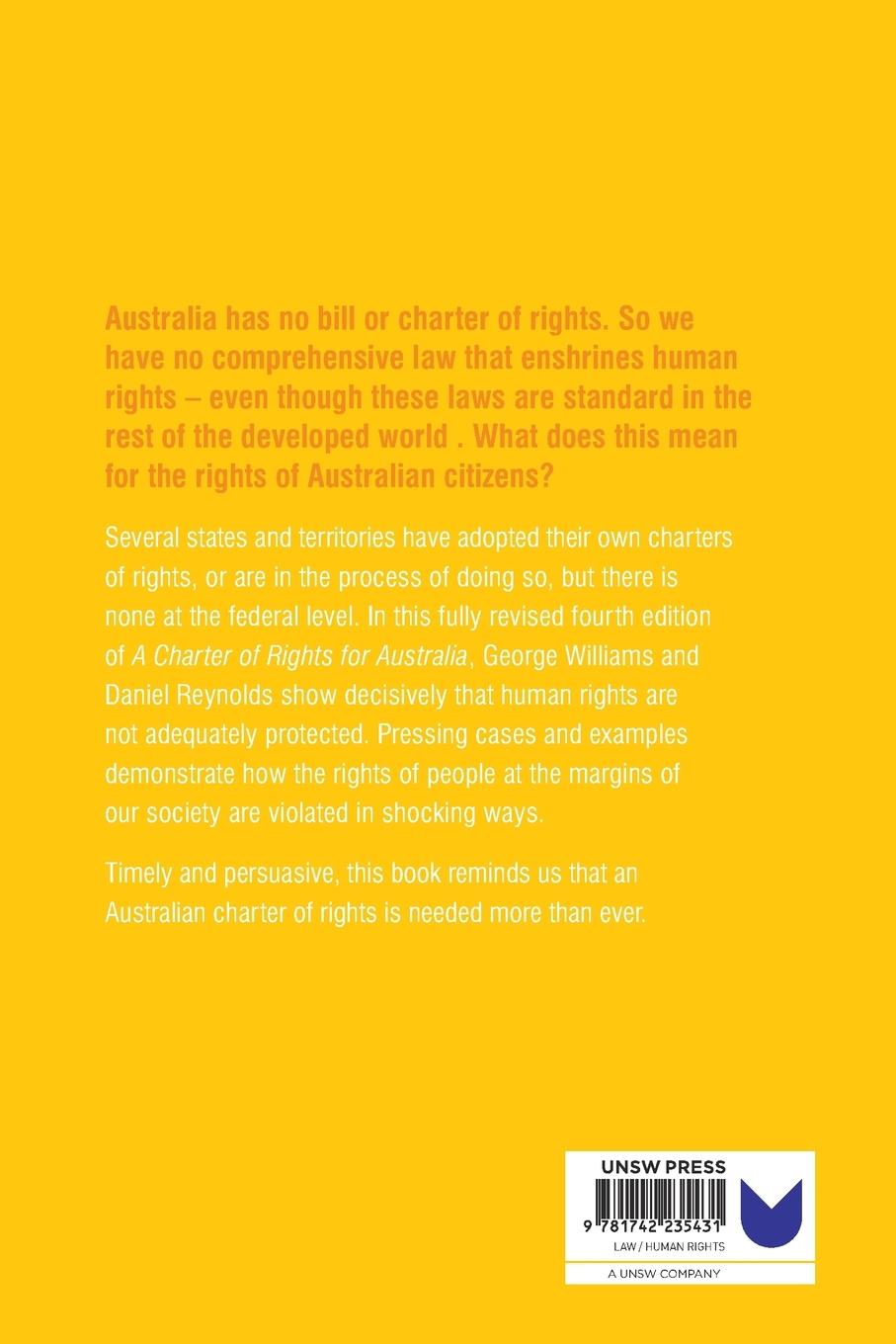 Rückseitencover A Charter of Rights for Australia, 4th Edition