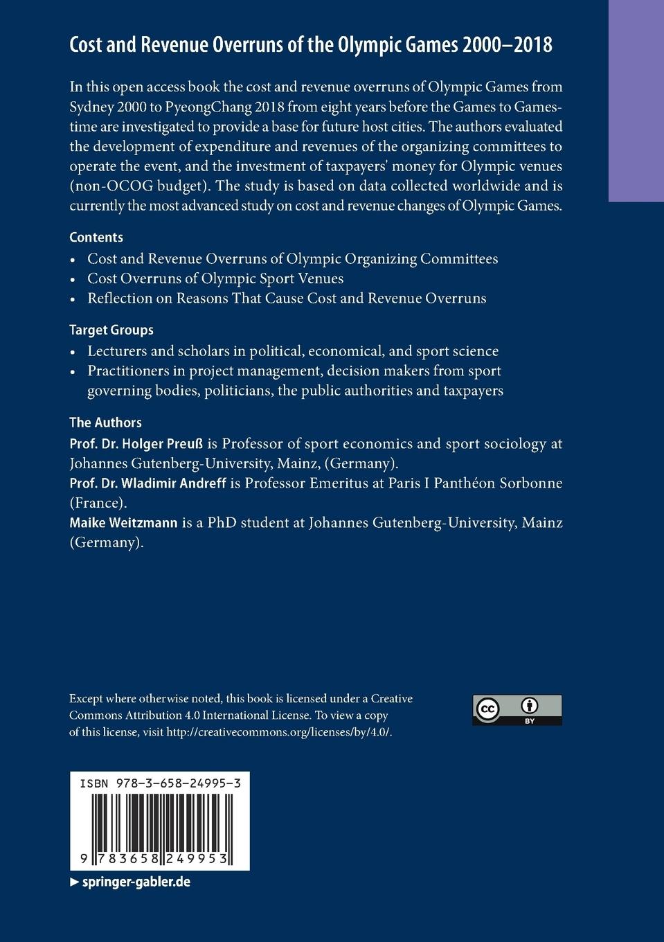 Rückseitencover Cost and Revenue Overruns of the Olympic Games 2000-2018