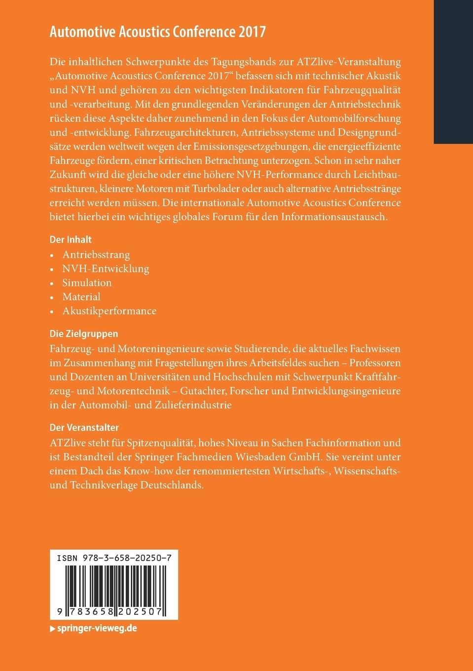Rückseitencover Automotive Acoustics Conference 2017