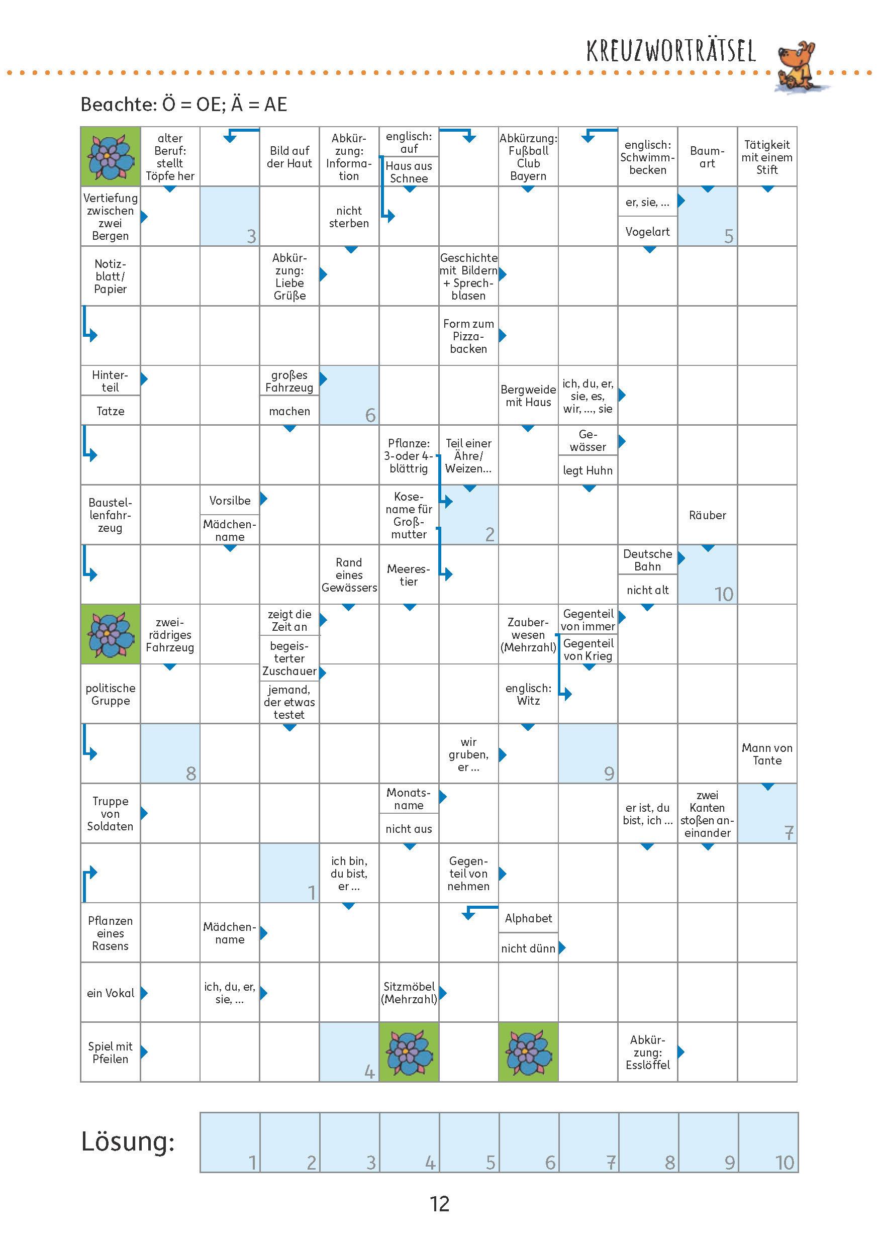 Beispielinhalt (Bild) Rätselblock ab 10 Jahre, Band 1