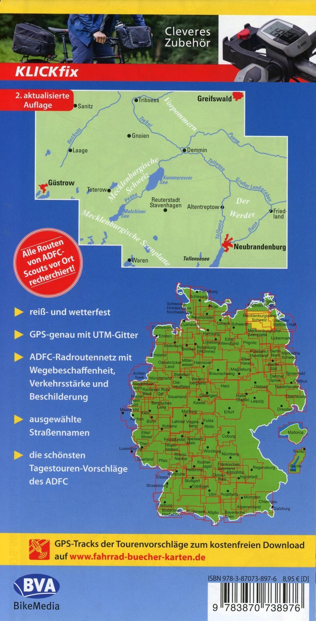 Beispielinhalt (Bild) ADFC-Regionalkarte Mecklenburgische Schweiz Vorpommersche Seenplatte 1:75.000
