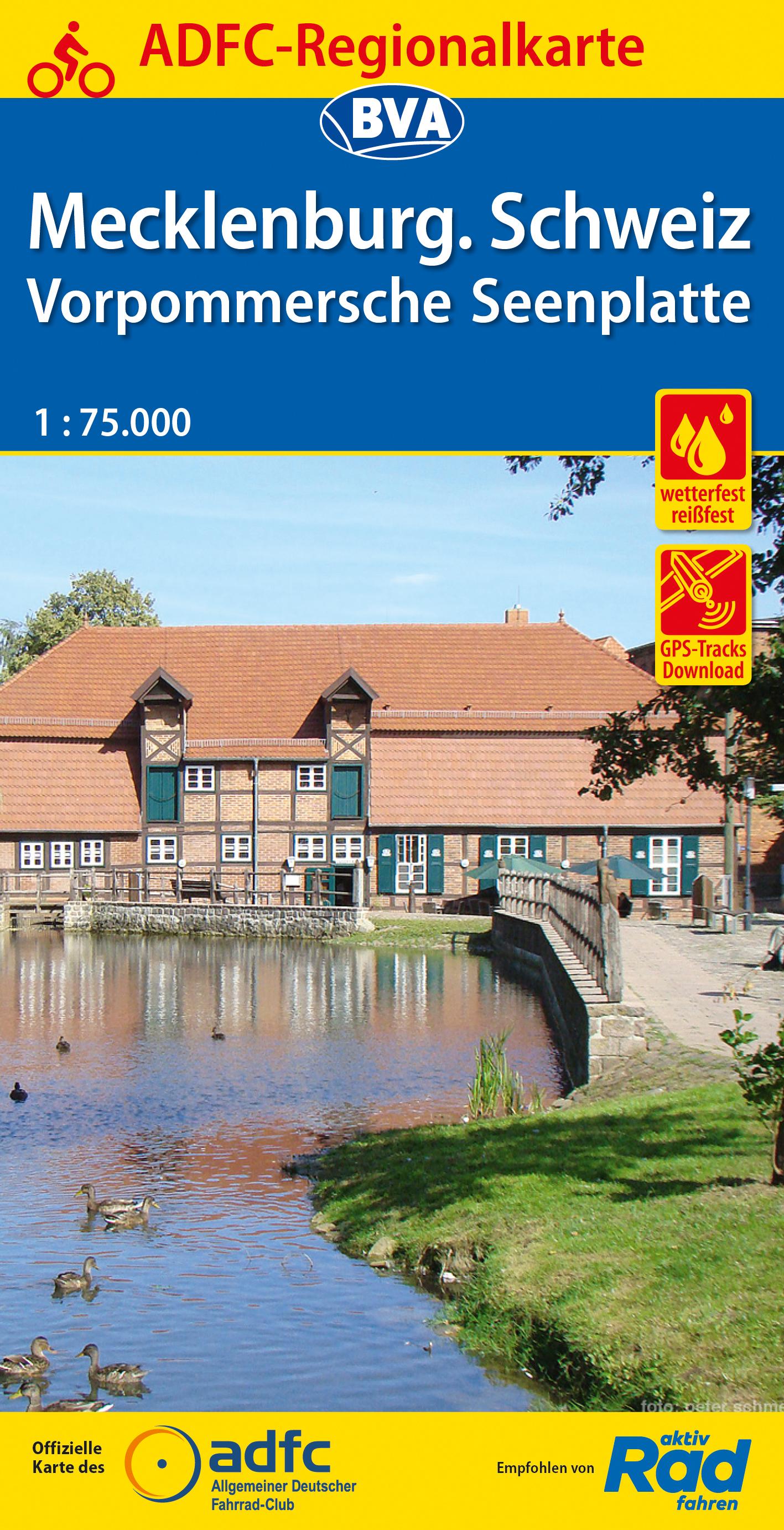 Vorderes Coverbild ADFC-Regionalkarte Mecklenburgische Schweiz Vorpommersche Seenplatte 1:75.000