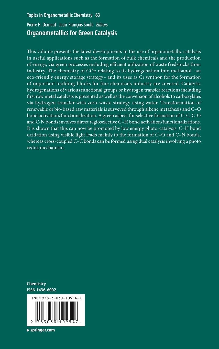 Rückseitencover Organometallics for Green Catalysis