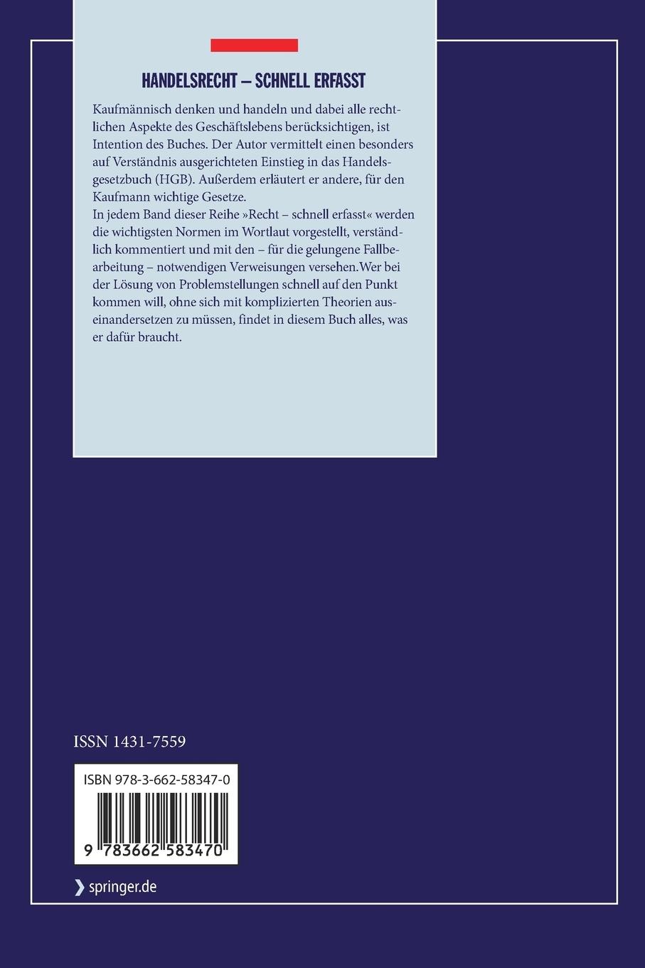 Rückseitencover Handelsrecht - Schnell erfasst