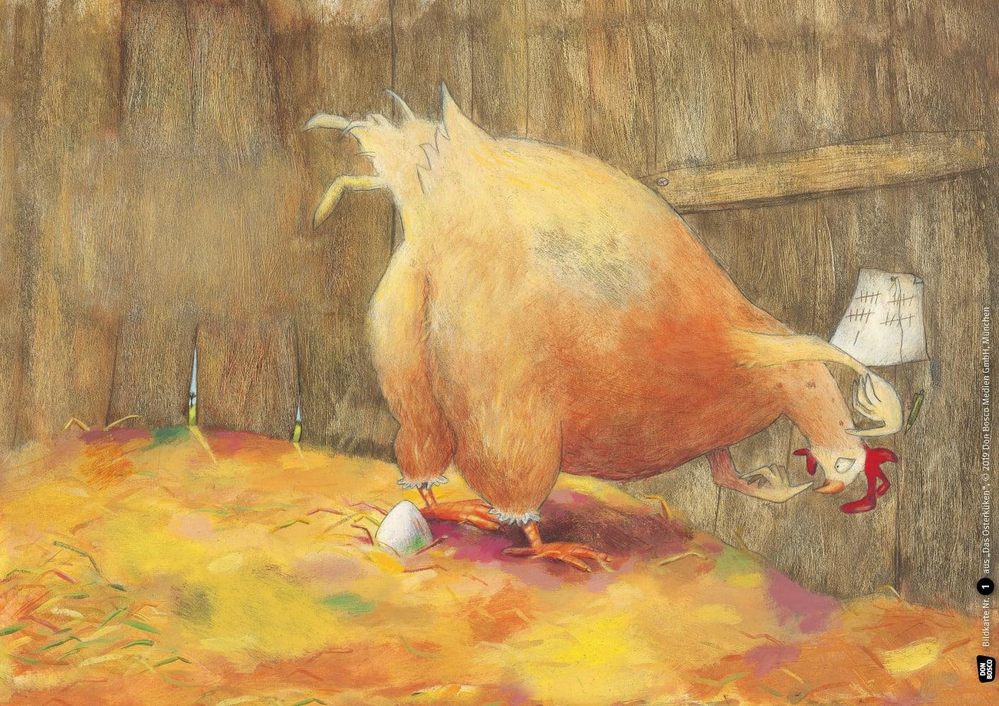 Beispielinhalt (Bild) Das Osterküken. Kamishibai Bildkartenset.