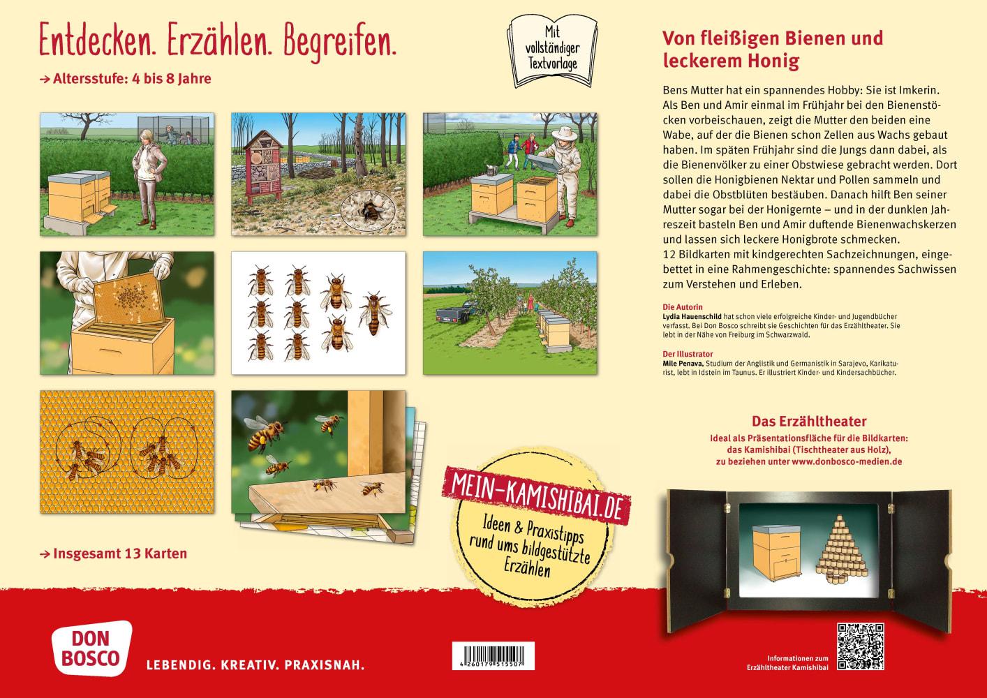 Beispielinhalt (Bild) Von fleißigen Bienen und leckerem Honig. Kamishibai Bildkartenset.