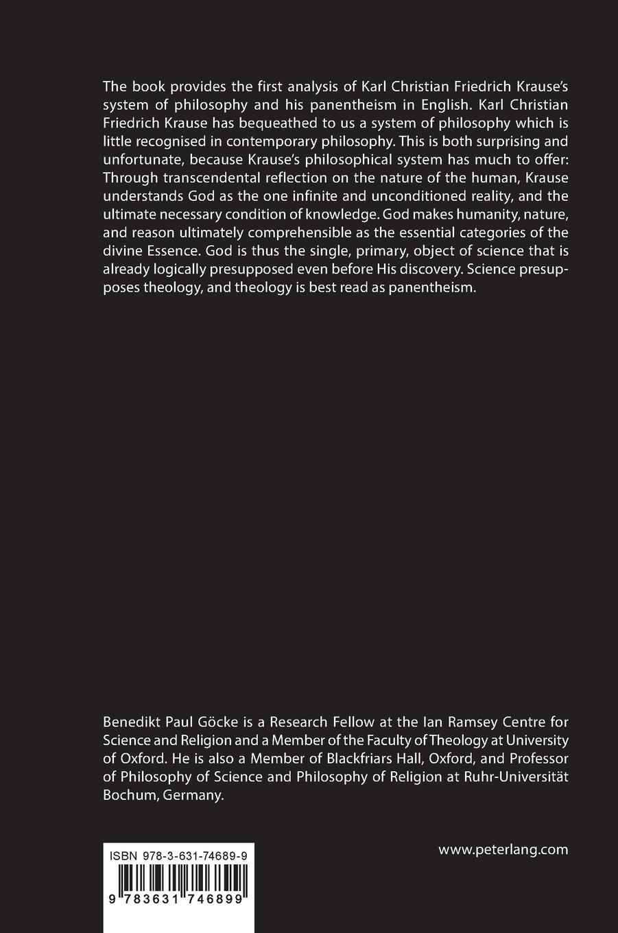 Rückseitencover The Panentheism of Karl Christian Friedrich Krause (1781-1832)