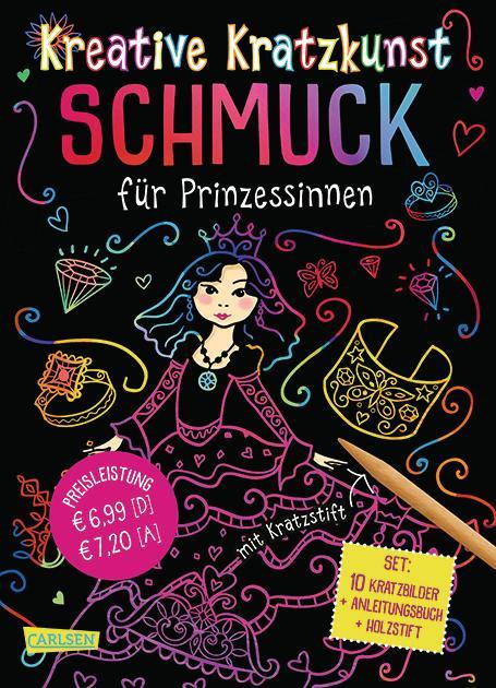 Vorderes Coverbild Kreative Kratzkunst: Schmuck für Prinzessinnen: Set mit 10 Kratzbildern, Anleitungsbuch und Holzstift