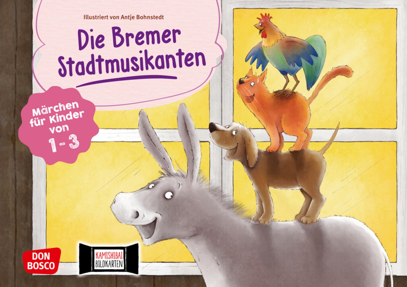 Vorderes Coverbild Die Bremer Stadtmusikanten. Kamishibai Bildkartenset.