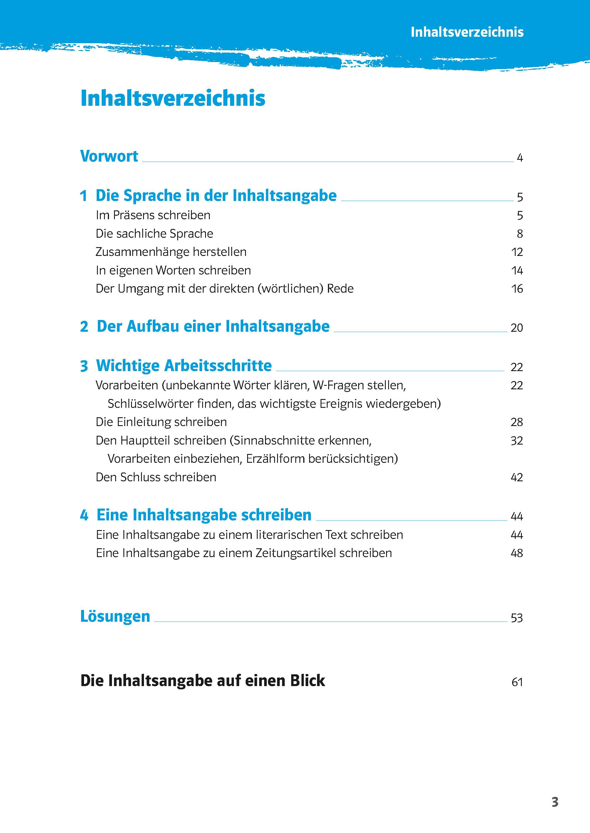 Beispielinhalt (Bild) 10-Minuten-Training Deutsch Aufsatz Inhaltsangabe 6. - 8. Klasse