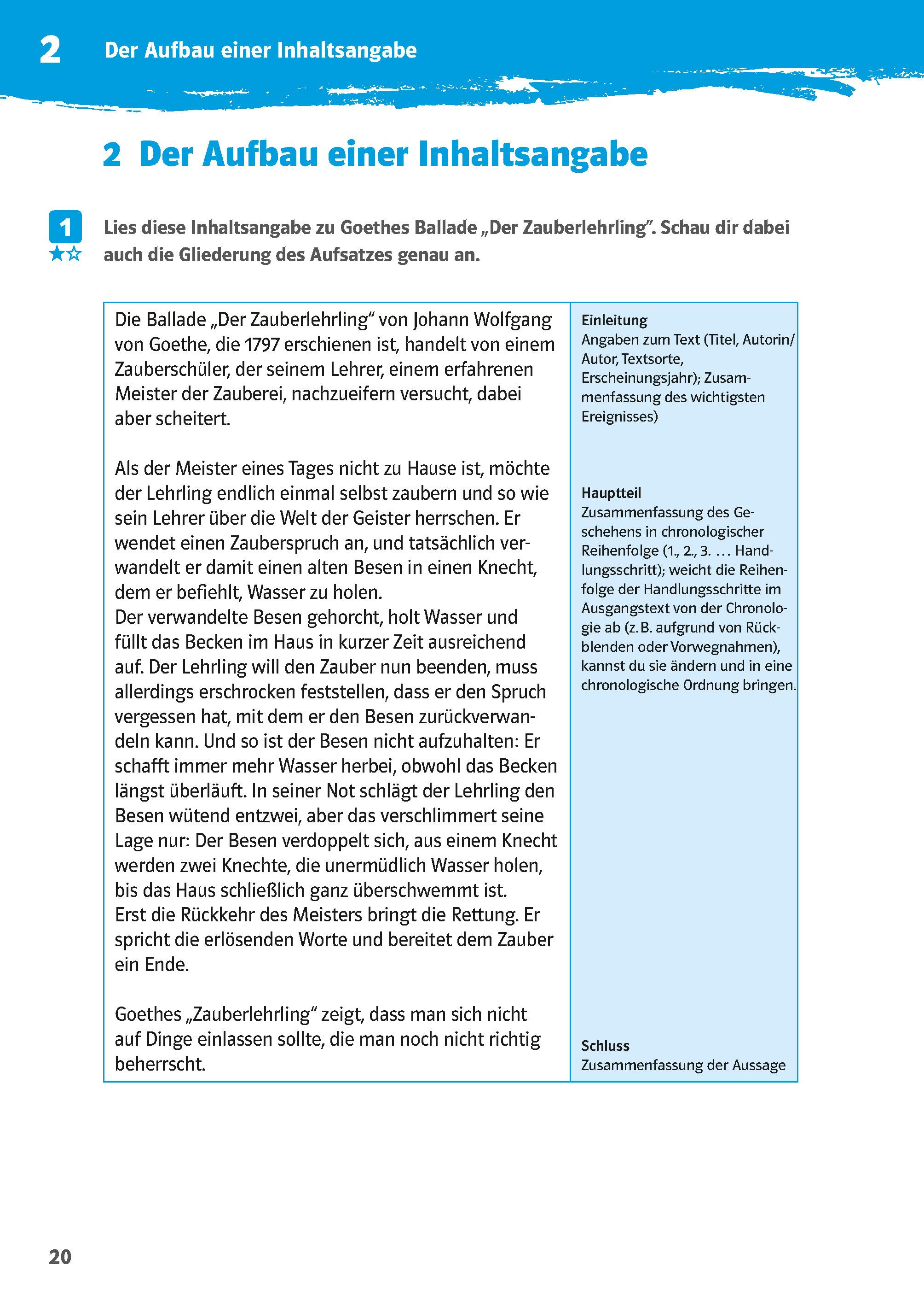 Beispielinhalt (Bild) 10-Minuten-Training Deutsch Aufsatz Inhaltsangabe 6. - 8. Klasse
