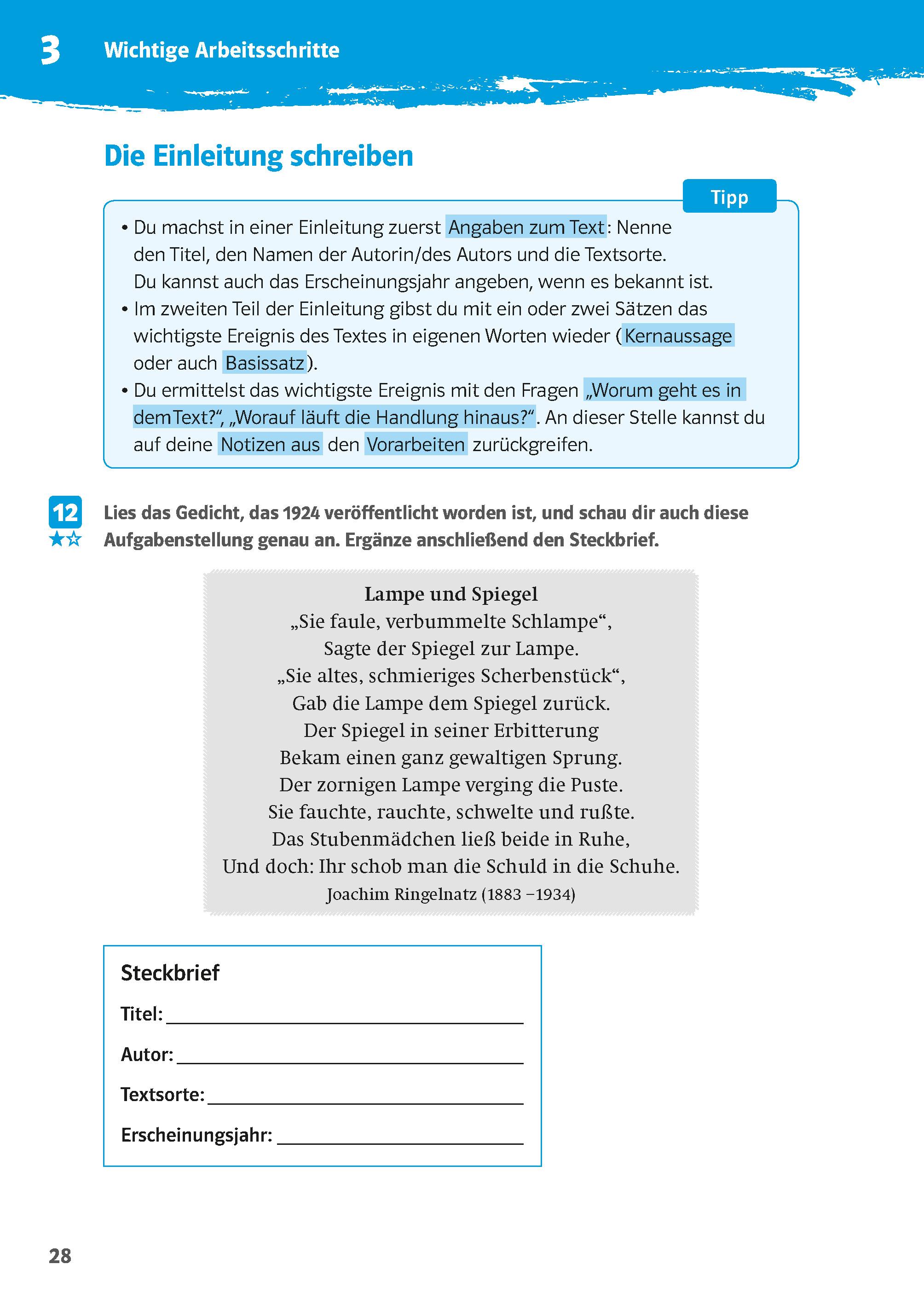 Beispielinhalt (Bild) 10-Minuten-Training Deutsch Aufsatz Inhaltsangabe 6. - 8. Klasse