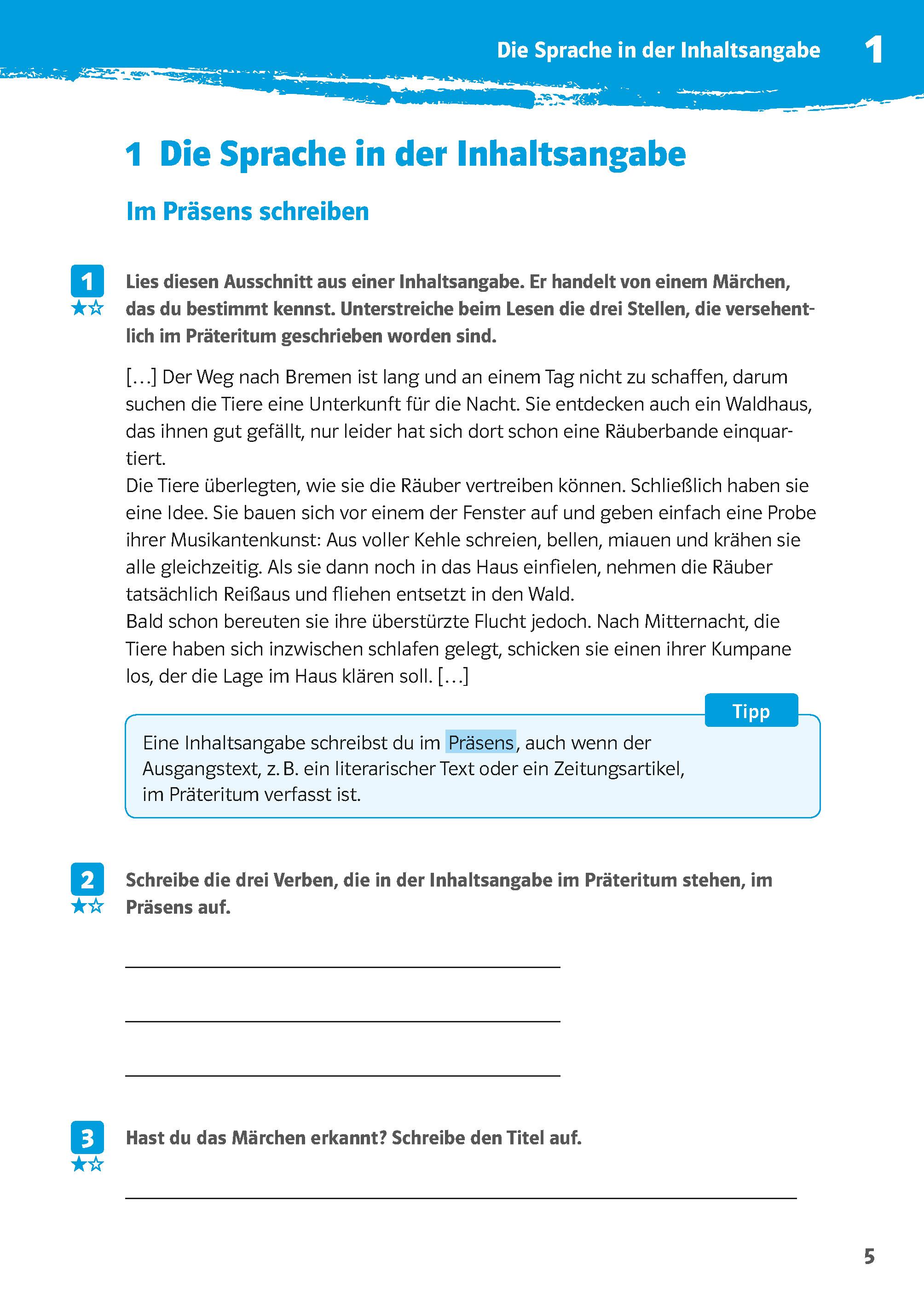 Beispielinhalt (Bild) 10-Minuten-Training Deutsch Aufsatz Inhaltsangabe 6. - 8. Klasse
