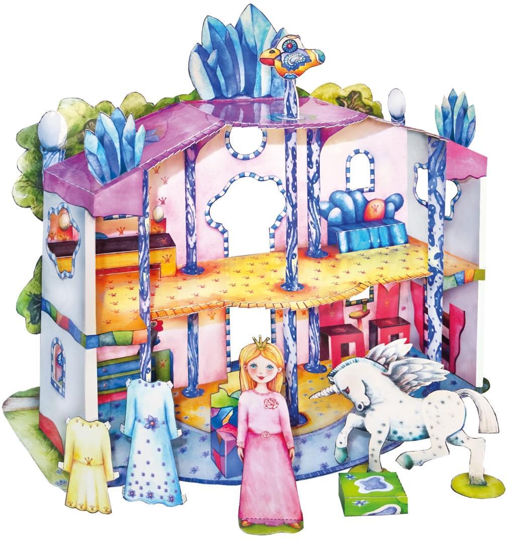 Beispielinhalt (Bild) Feenhaus Bastelbogen mit Anziehpuppe