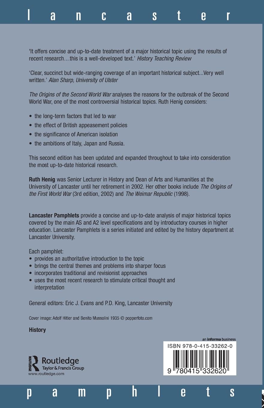 Rückseitencover The Origins of the Second World War 1933-1941