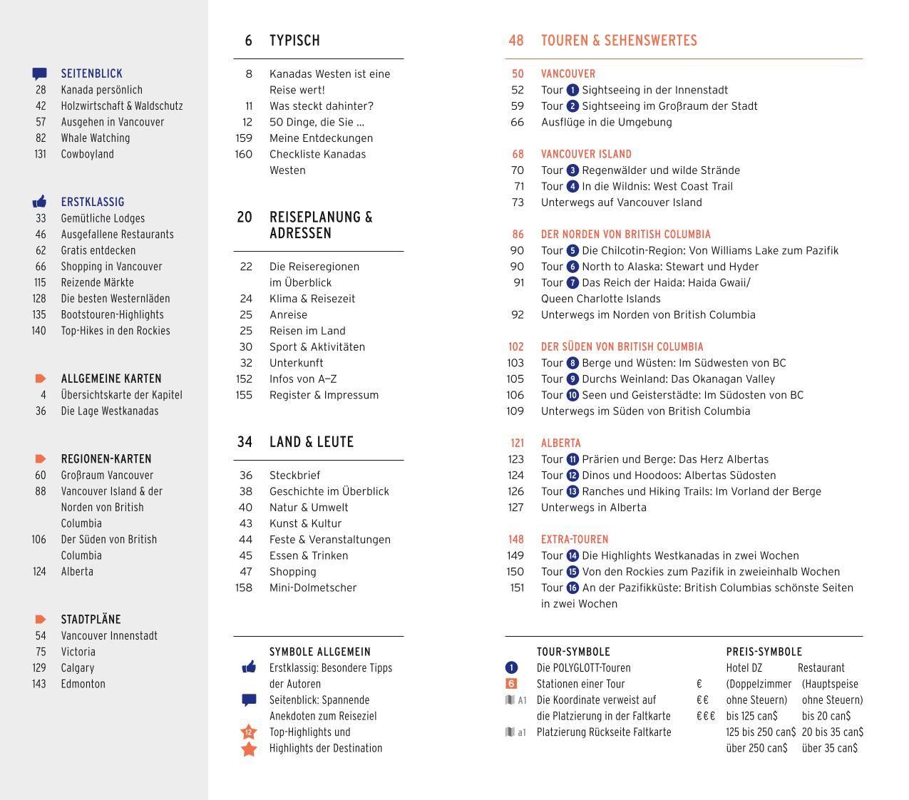 Beispielinhalt (Bild) POLYGLOTT on tour Reiseführer Kanada - Der Westen