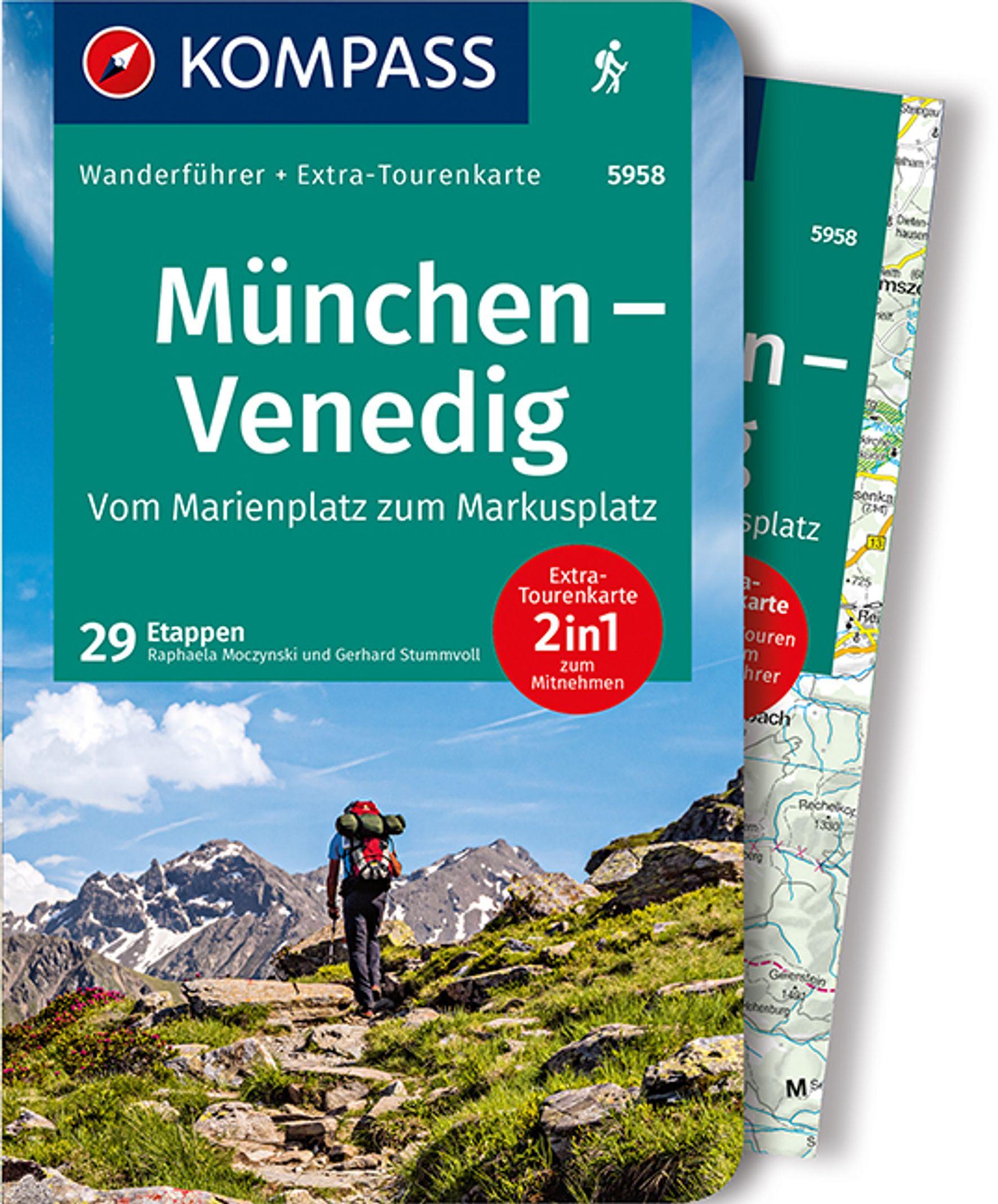 Vorderes Coverbild KOMPASS Wanderführer München, Venedig, Vom Marienplatz zum Markusplatz, 29 Etappen