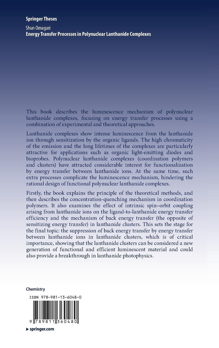 Rückseitencover Energy Transfer Processes in Polynuclear Lanthanide Complexes