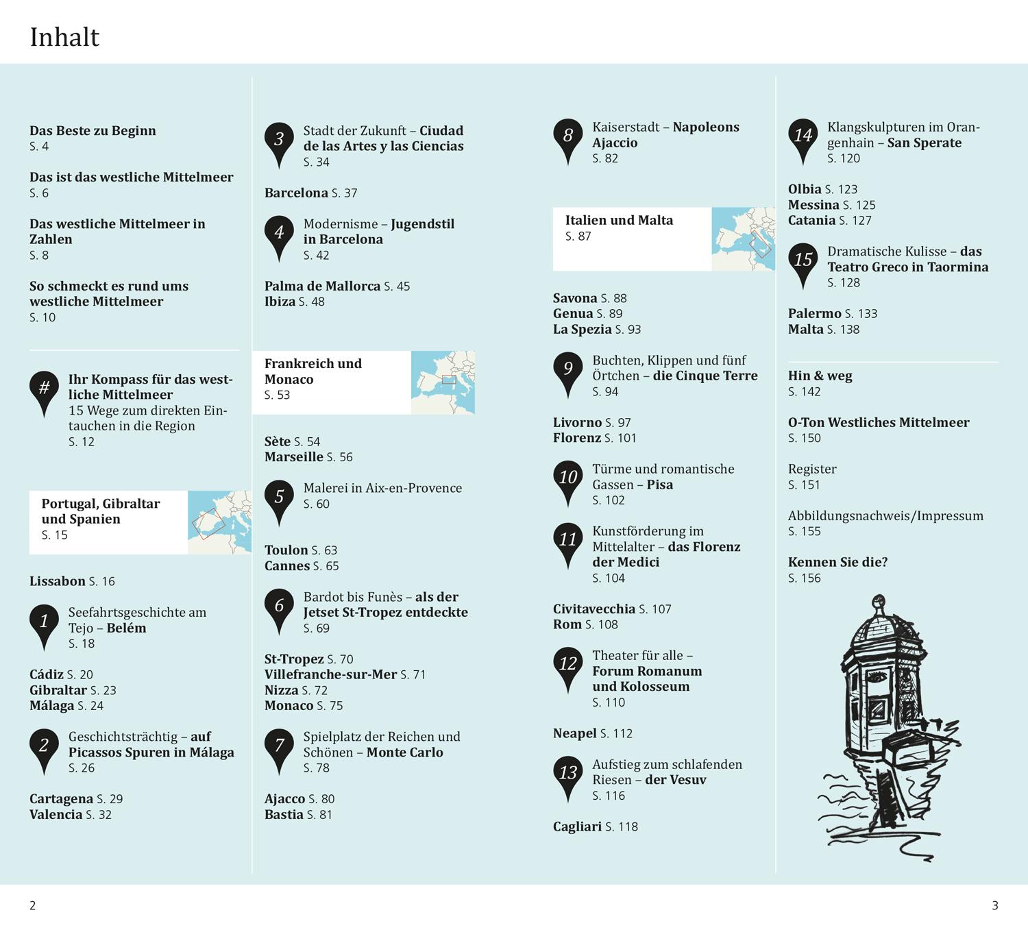 Beispielinhalt (Bild) DuMont direkt Reiseführer Westliches Mittelmeer Kreuzfahrt