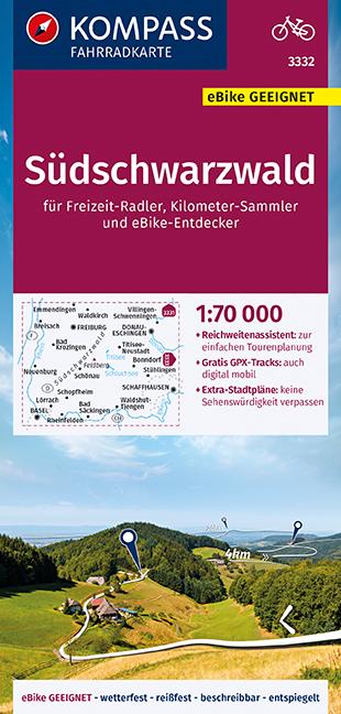 Vorderes Coverbild KOMPASS Fahrradkarte Südschwarzwald 1:70.000, FK 3332