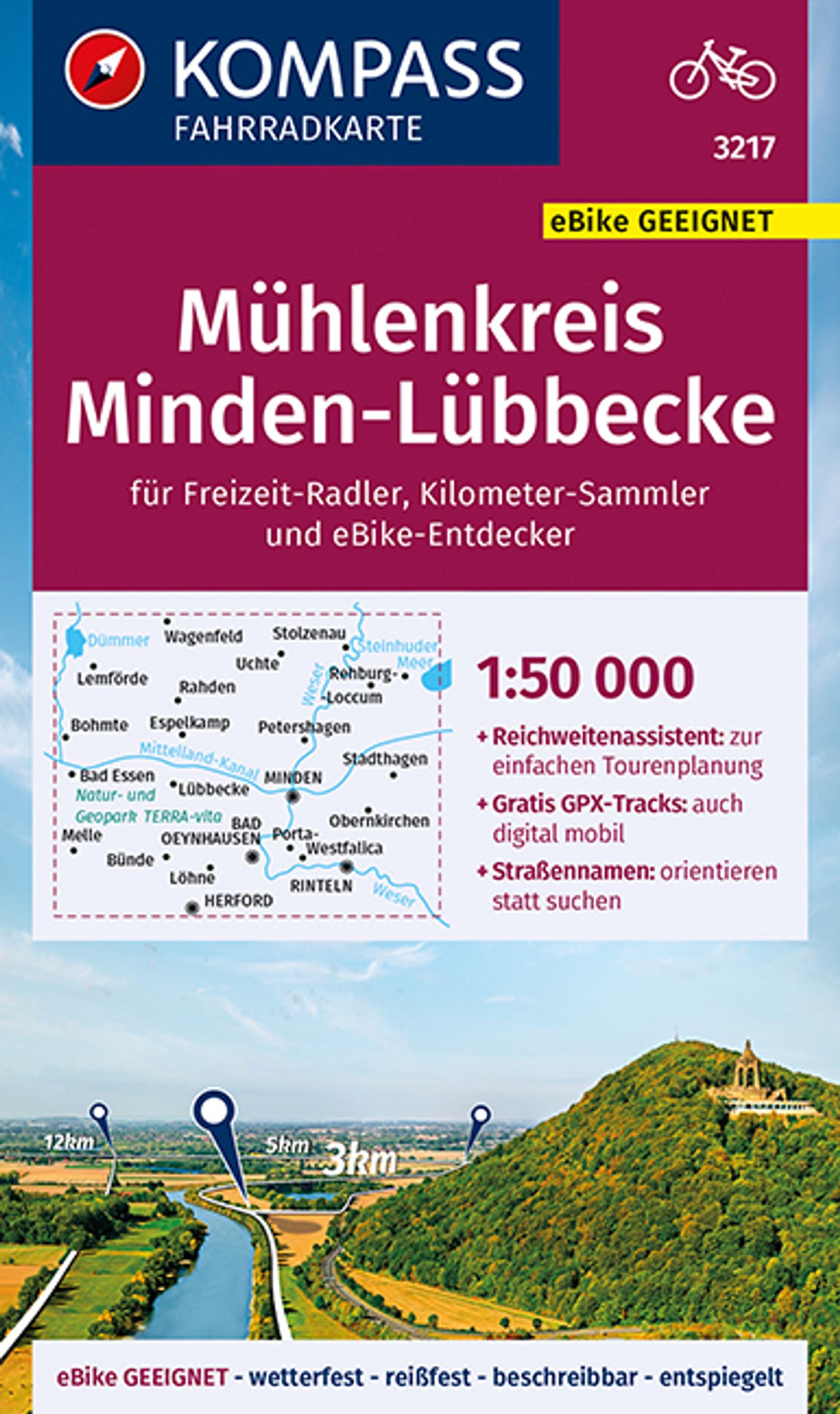 Vorderes Coverbild KOMPASS Fahrradkarte 3217 Mühlenkreis Minden-Lübbecke 1:50.000