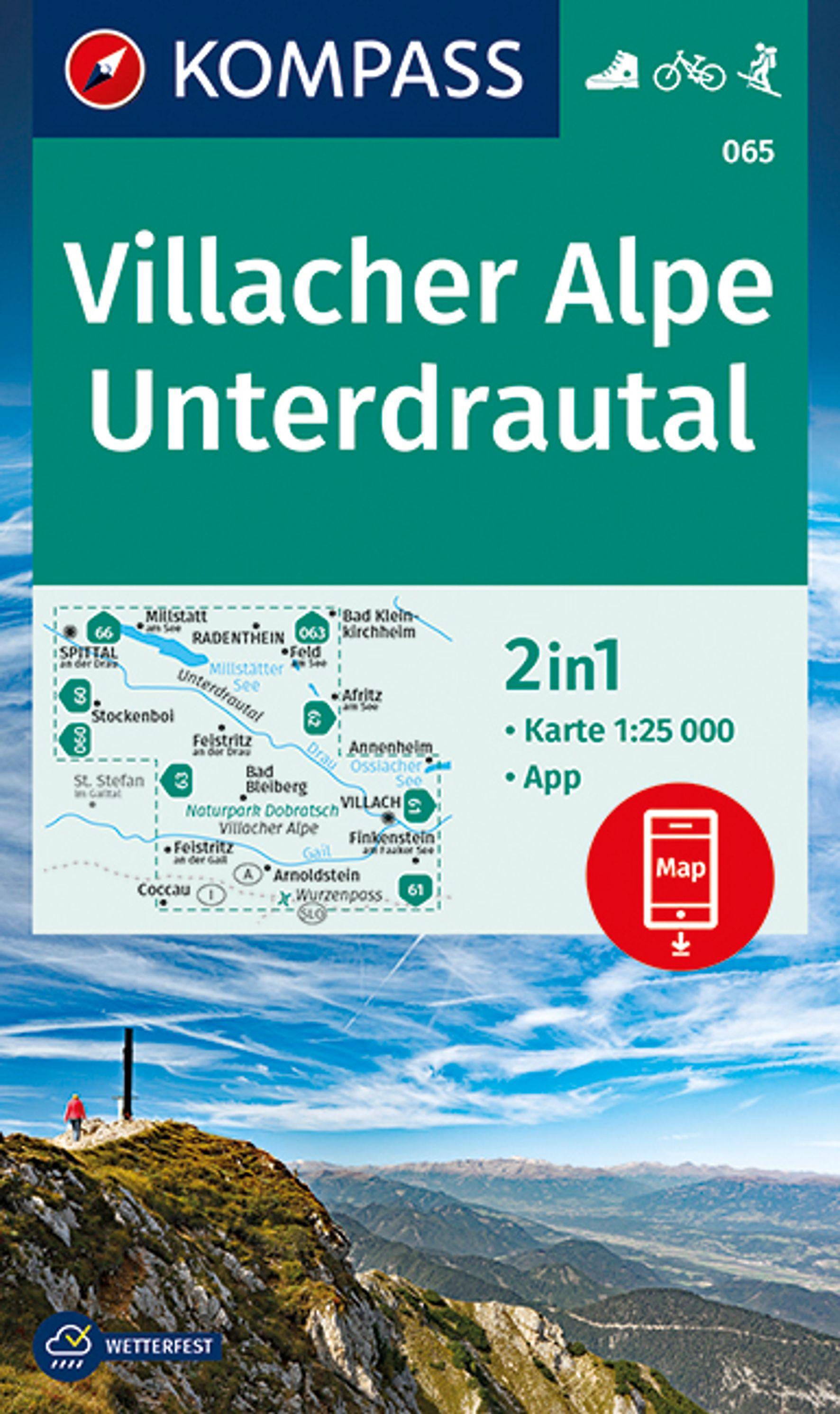 Vorderes Coverbild KOMPASS Wanderkarte 065 Villacher Alpe, Unterdrautal 1:25.000