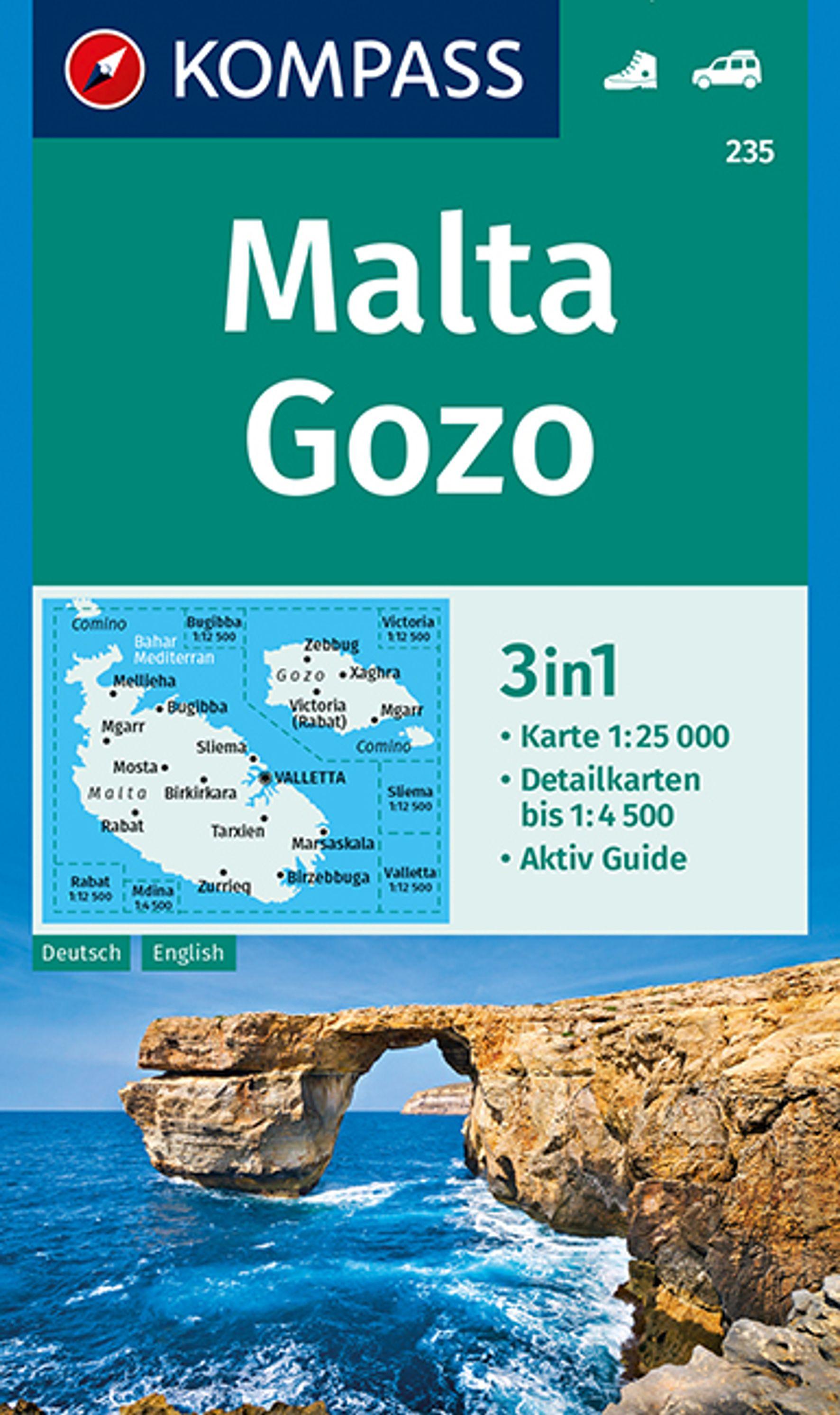 Vorderes Coverbild KOMPASS Wanderkarte 235 Malta, Gozo 1:25.000