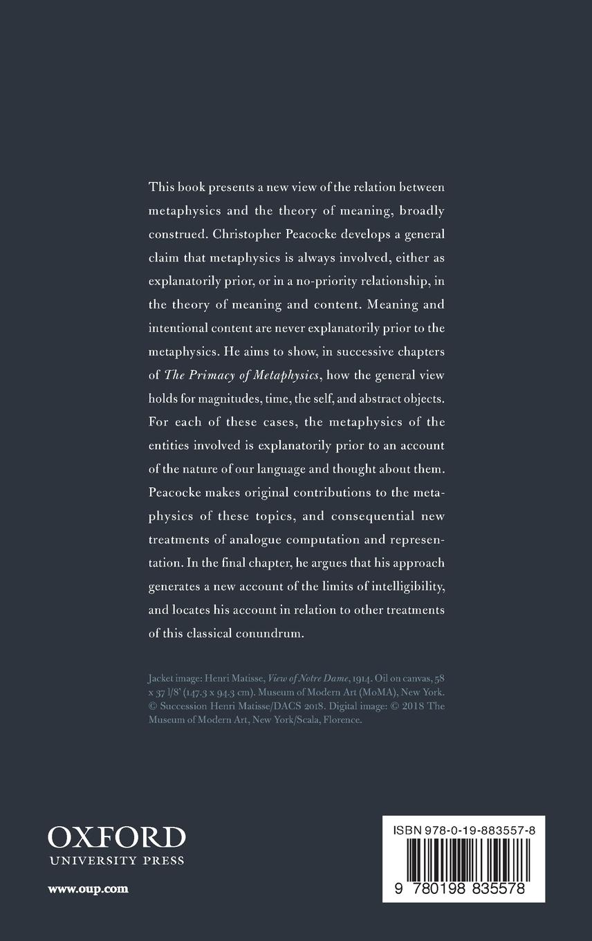 Rückseitencover Primacy of Metaphysics