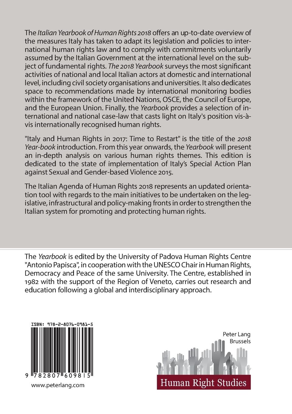 Rückseitencover Italian Yearbook of Human Rights 2018