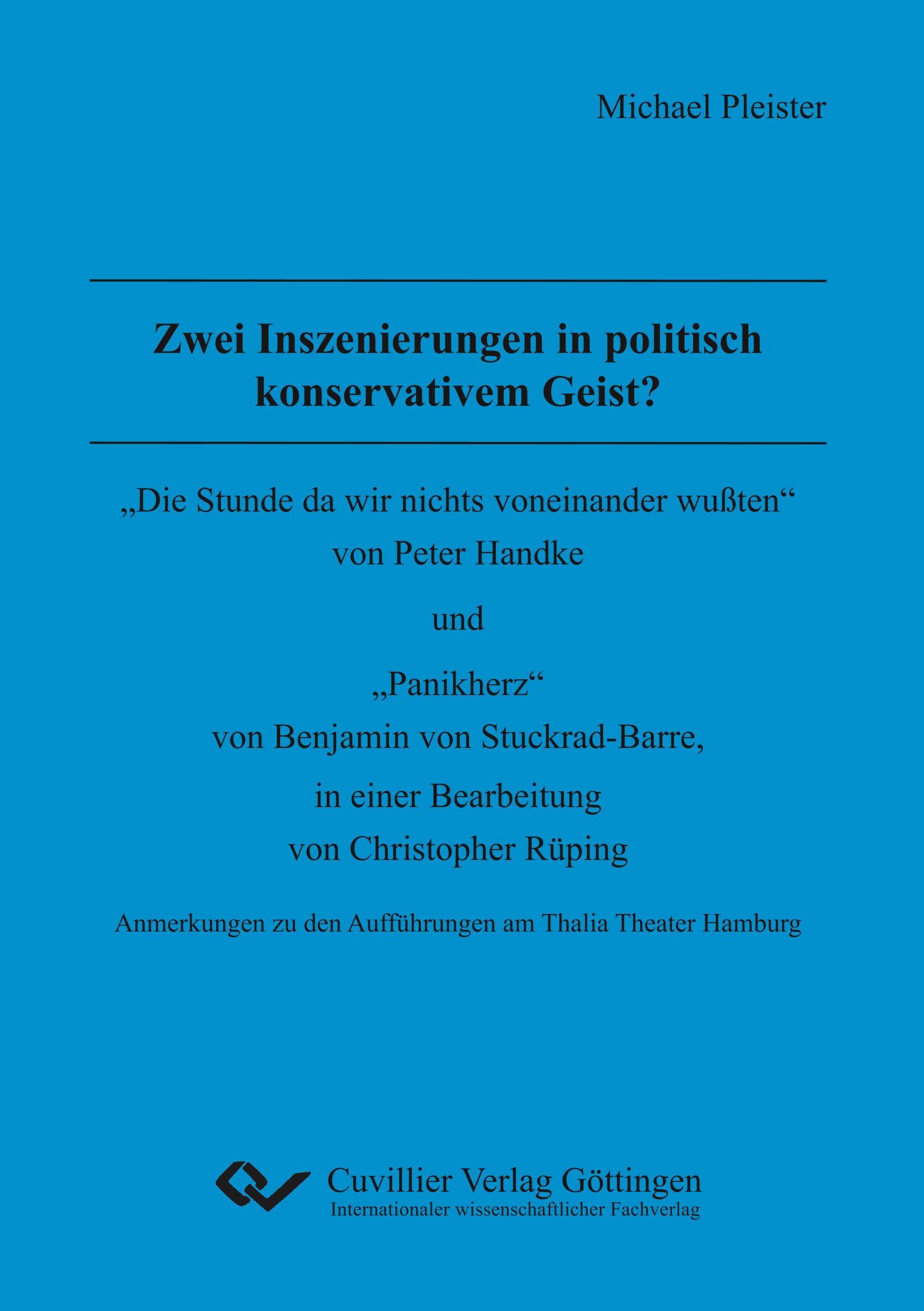 Vorderes Coverbild Zwei Inszenierungen in politisch konservativem Geist?