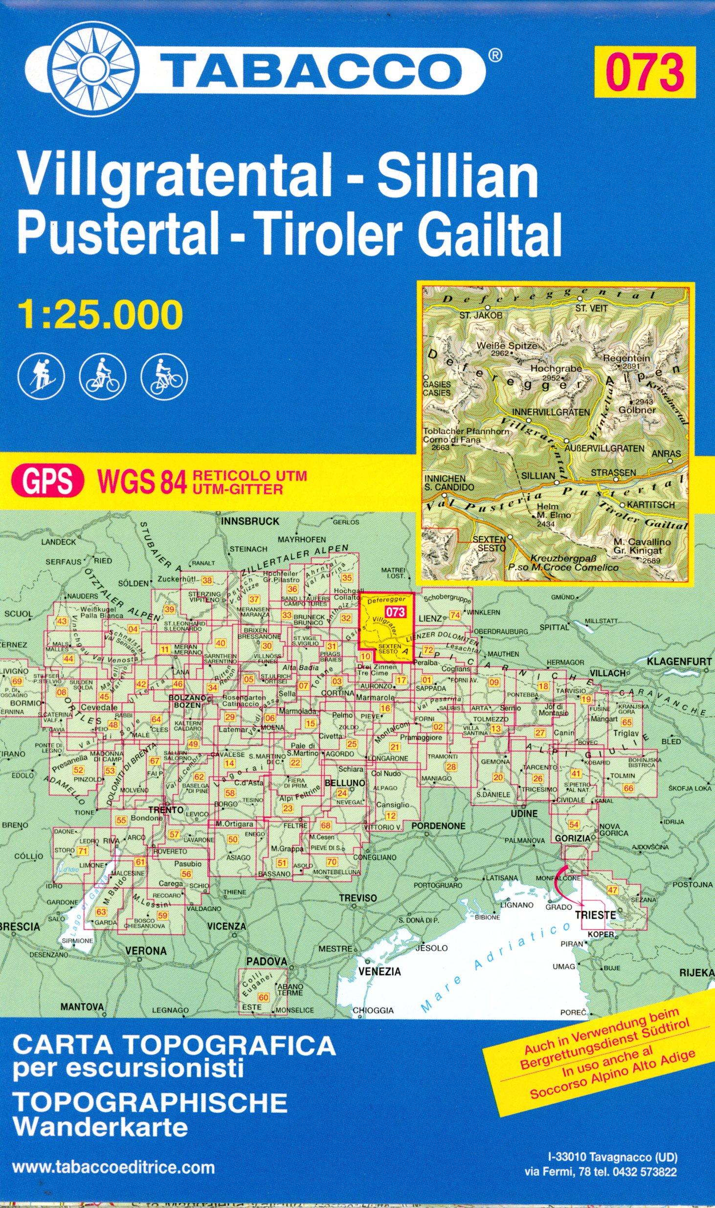 Vorderes Coverbild Wanderkarte 73 Villgratental-Sillian- Pustertal-Tiroler Gailtal 1:25 000