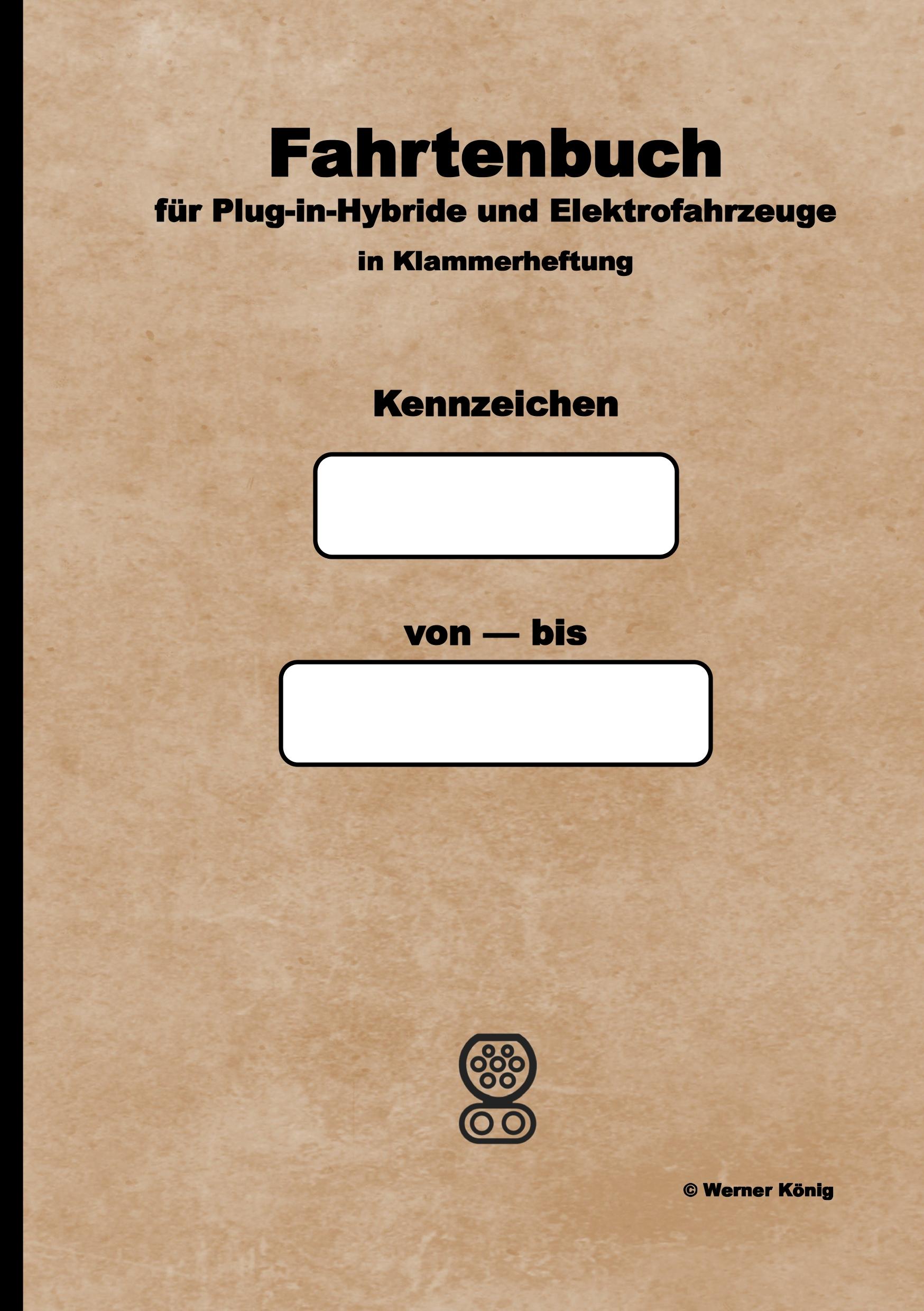 Vorderes Coverbild Fahrtenbuch für Plug-in-Hybride und Elektrofahrzeuge