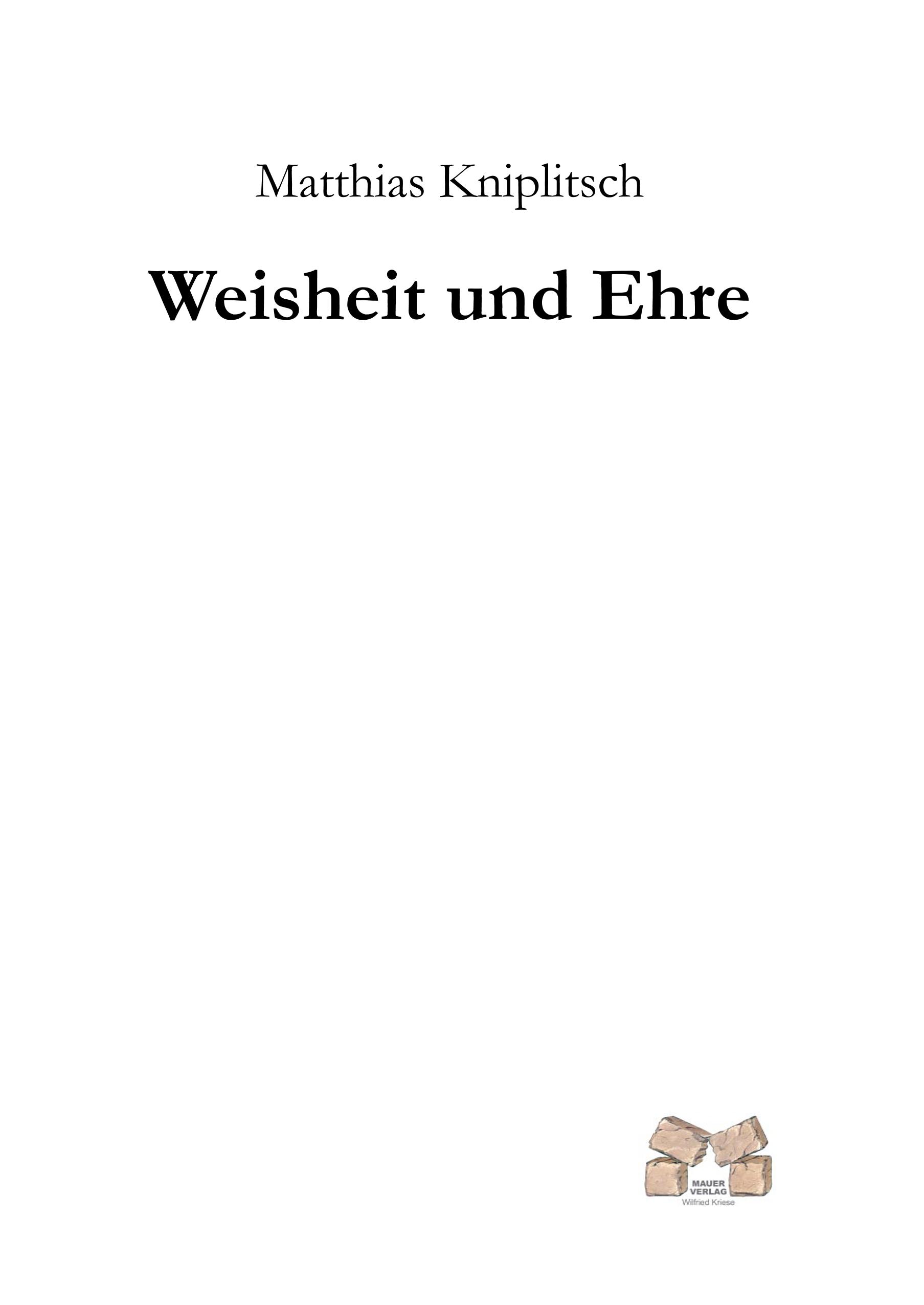 Vorderes Coverbild Weisheit und Ehre