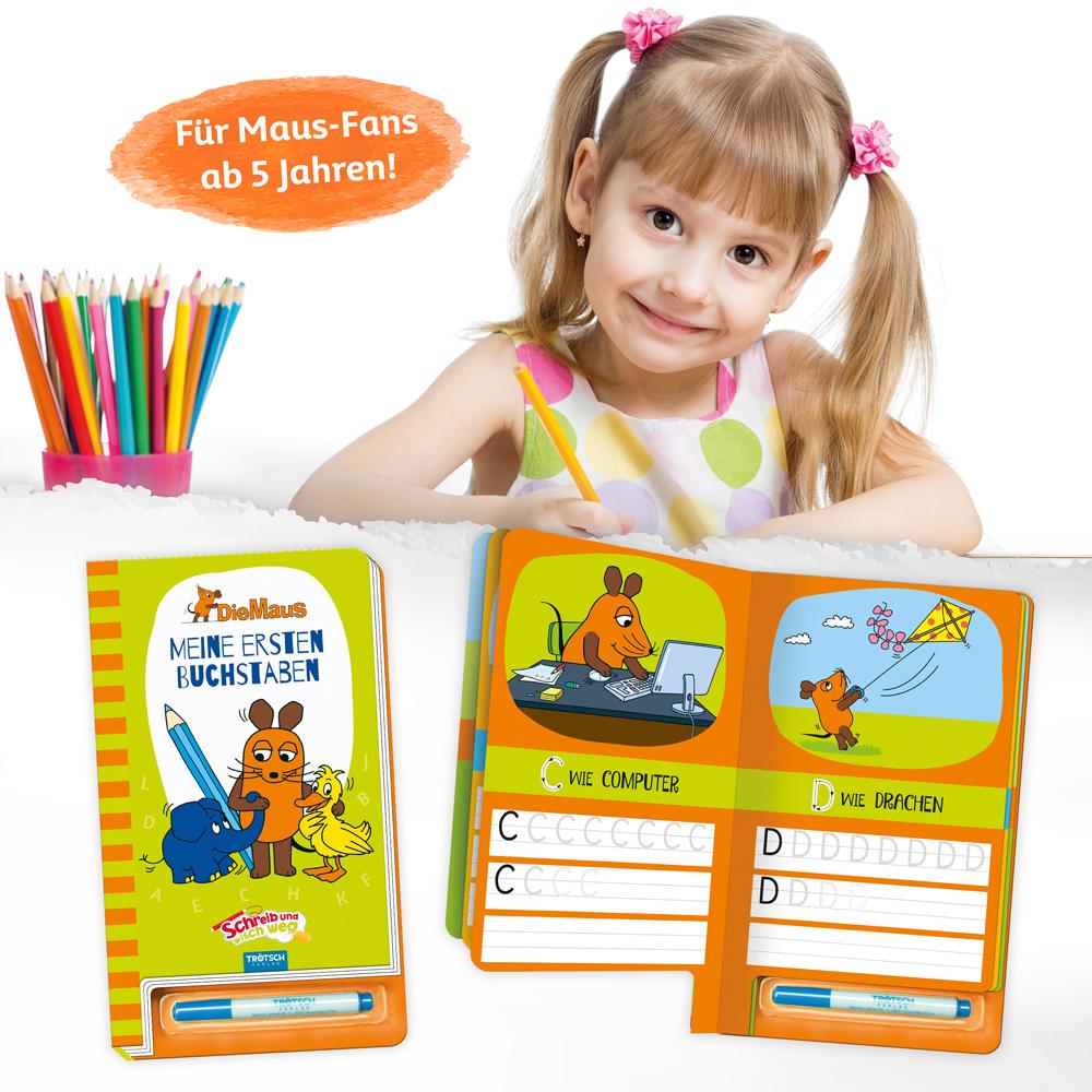 Beispielinhalt (Bild) Trötsch Die Maus Schreib und wisch weg Buchstaben