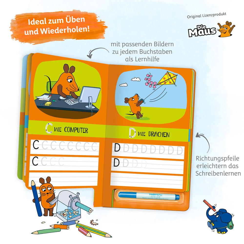 Beispielinhalt (Bild) Trötsch Die Maus Schreib und wisch weg Buchstaben