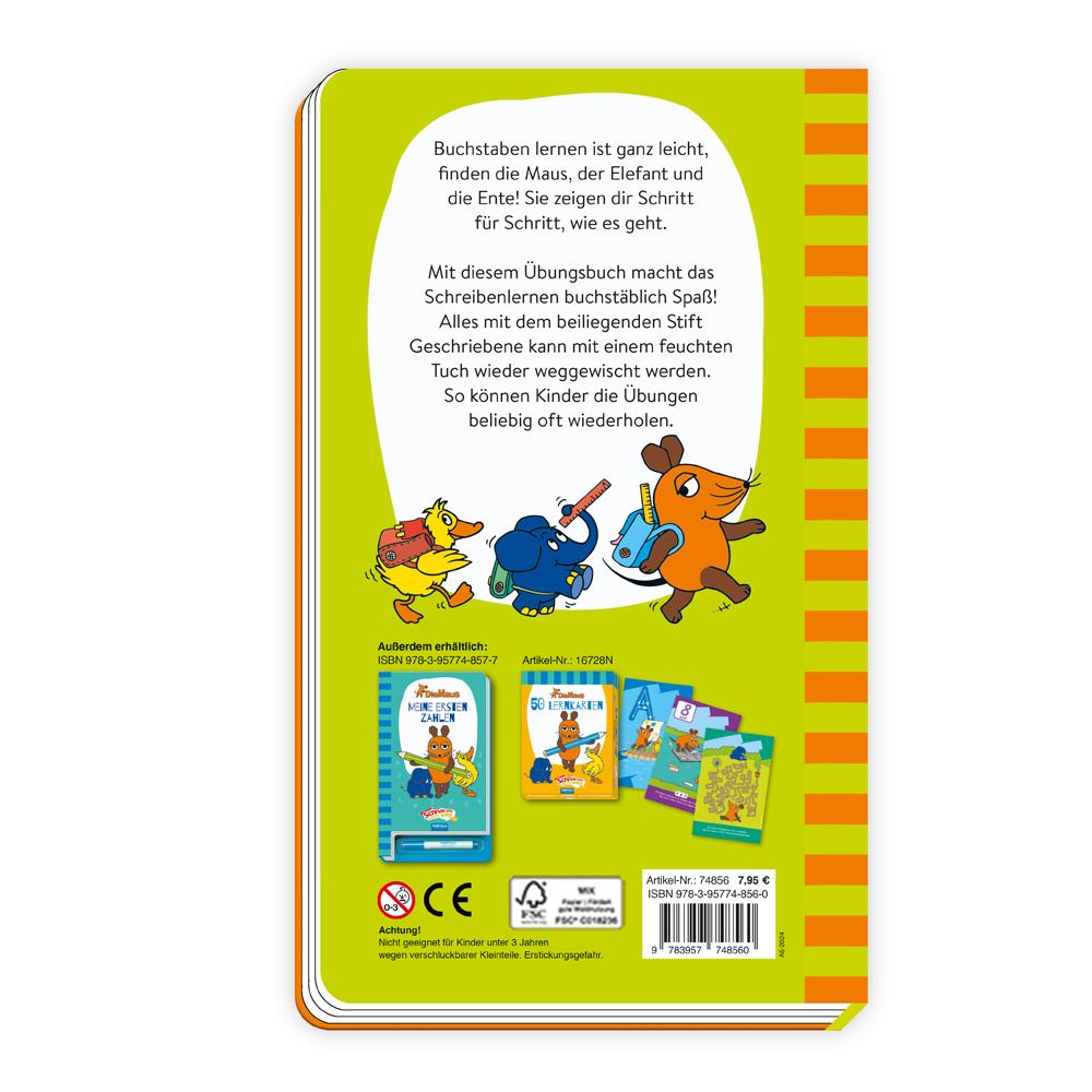 Rückseitencover Trötsch Die Maus Schreib und wisch weg Buchstaben