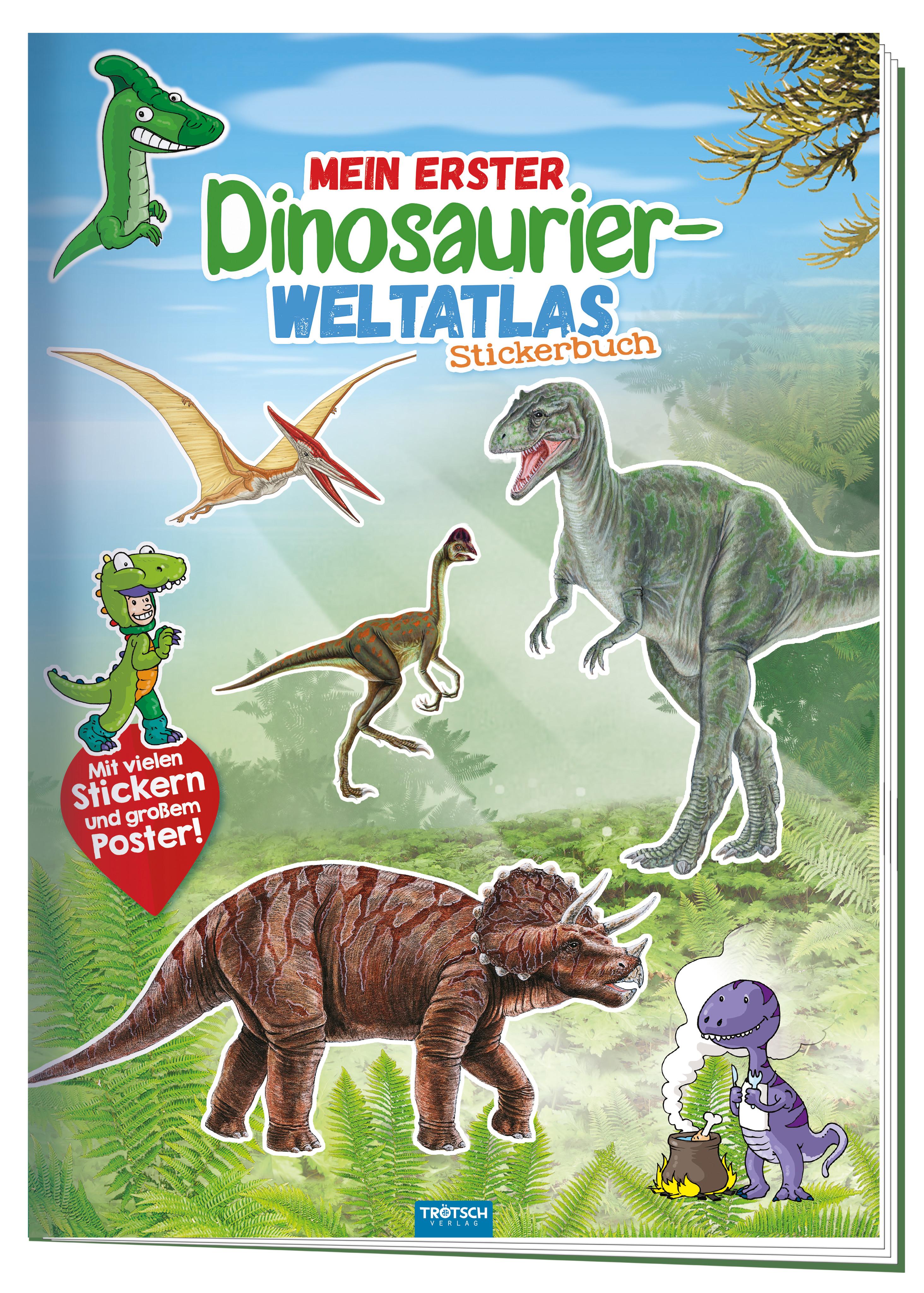 Vorderes Coverbild Trötsch Stickerbuch Mein erster Dinosaurier Weltatlas