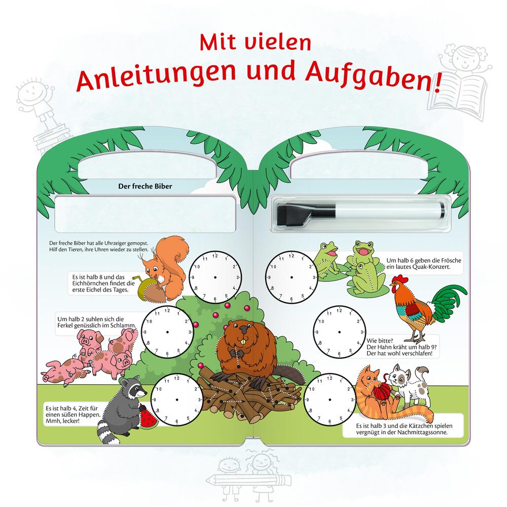 Beispielinhalt (Bild) Trötsch Die Uhrzeit Schreib und Wisch Weg mit Stift