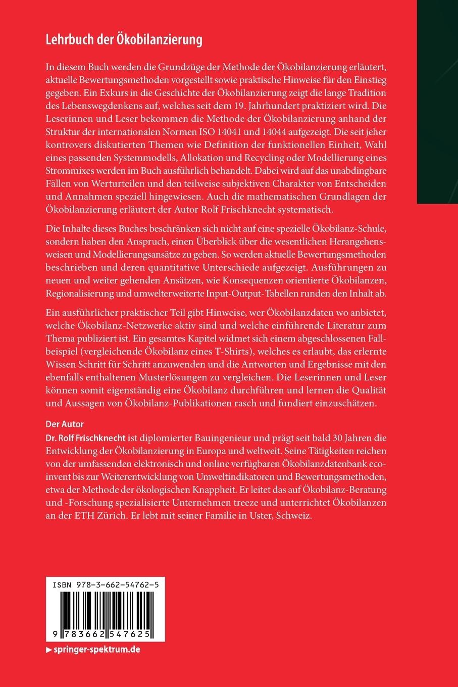 Rückseitencover Lehrbuch der Ökobilanzierung