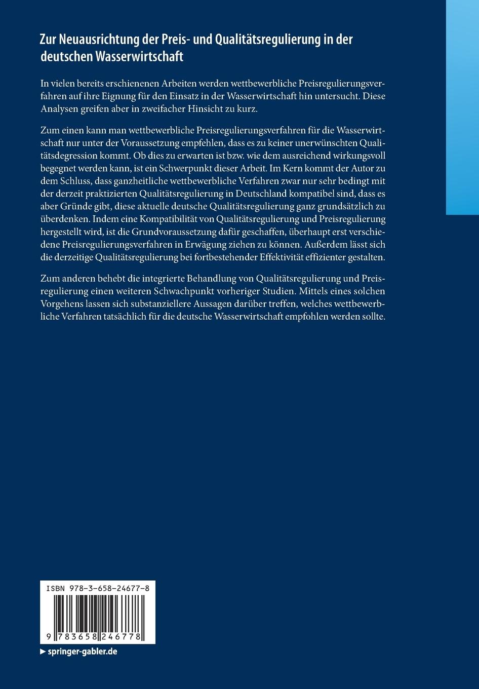 Rückseitencover Zur Neuausrichtung der Preis- und Qualitätsregulierung in der deutschen Wasserwirtschaft